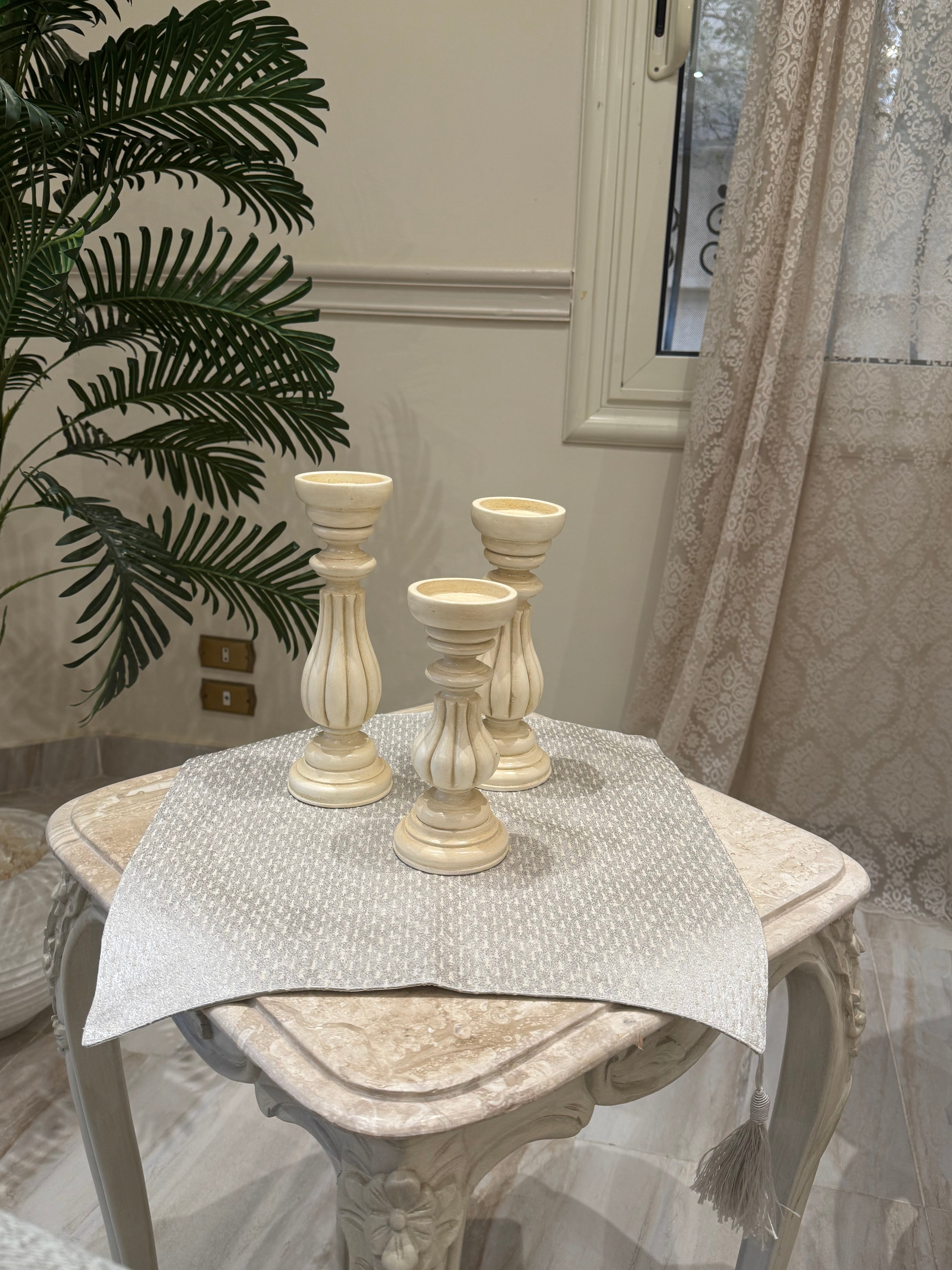 Silver*beige table runner