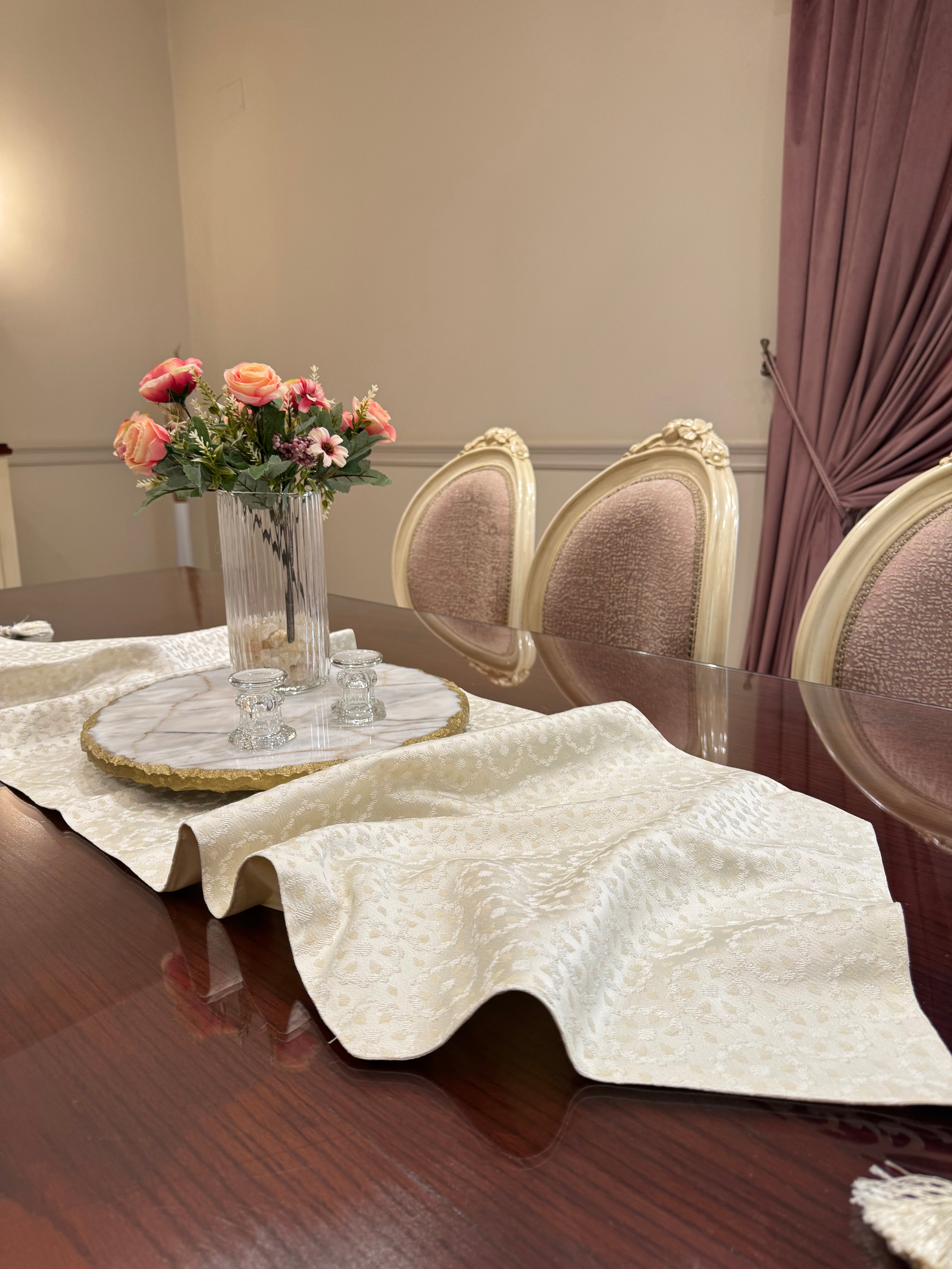 Ivory touch table runner