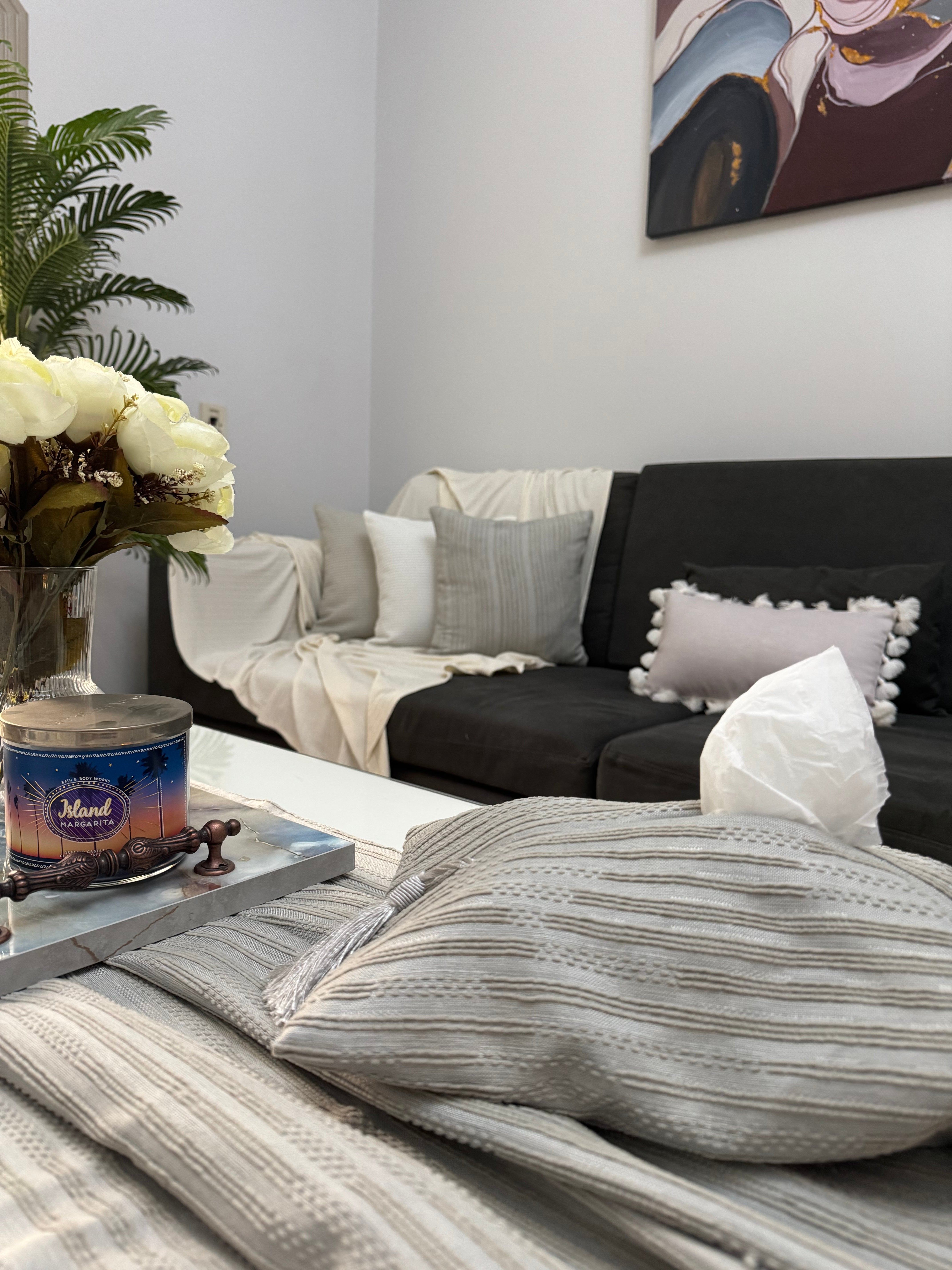 Boho grey table cloth