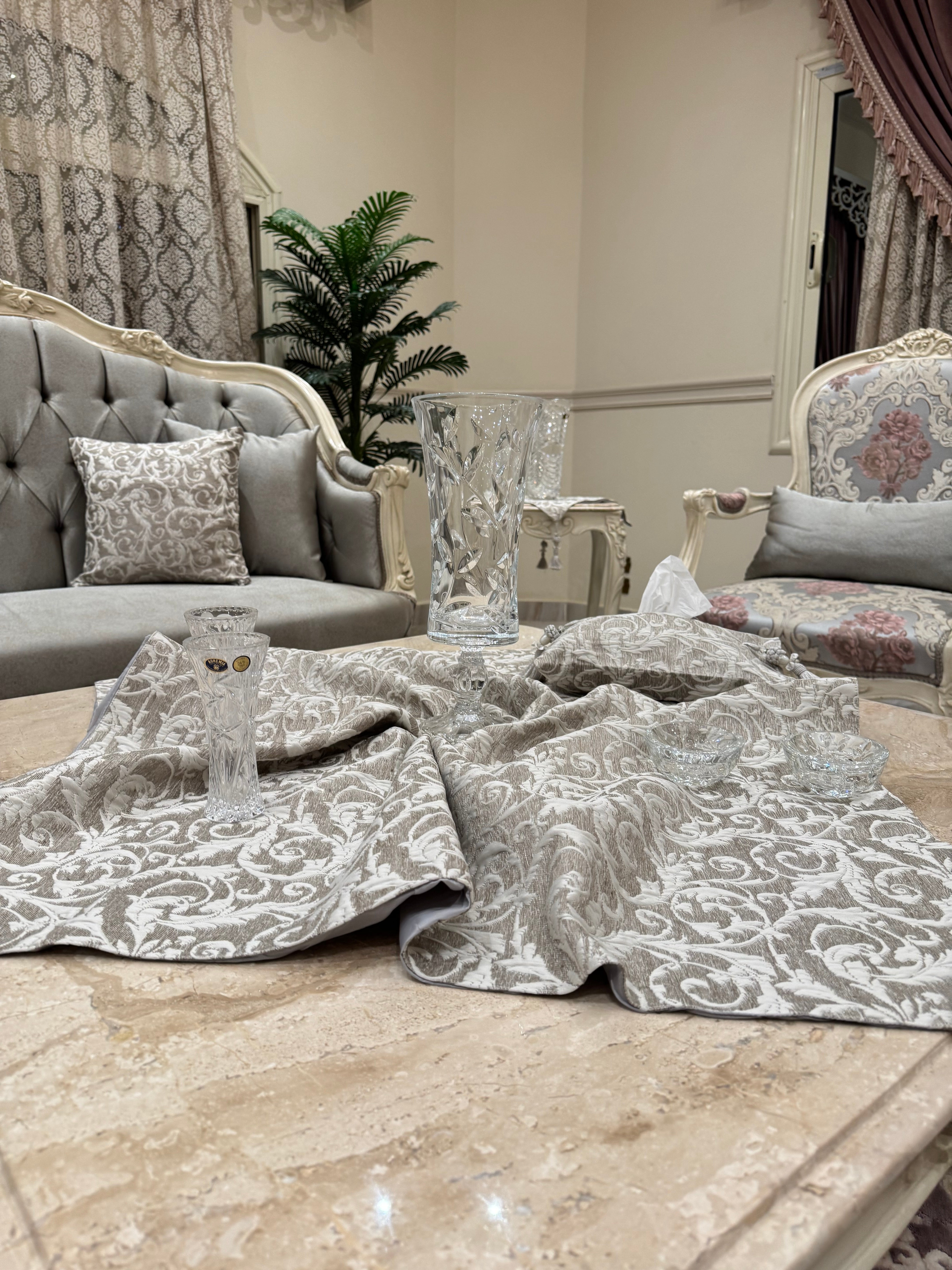 Royal grey square table cloth