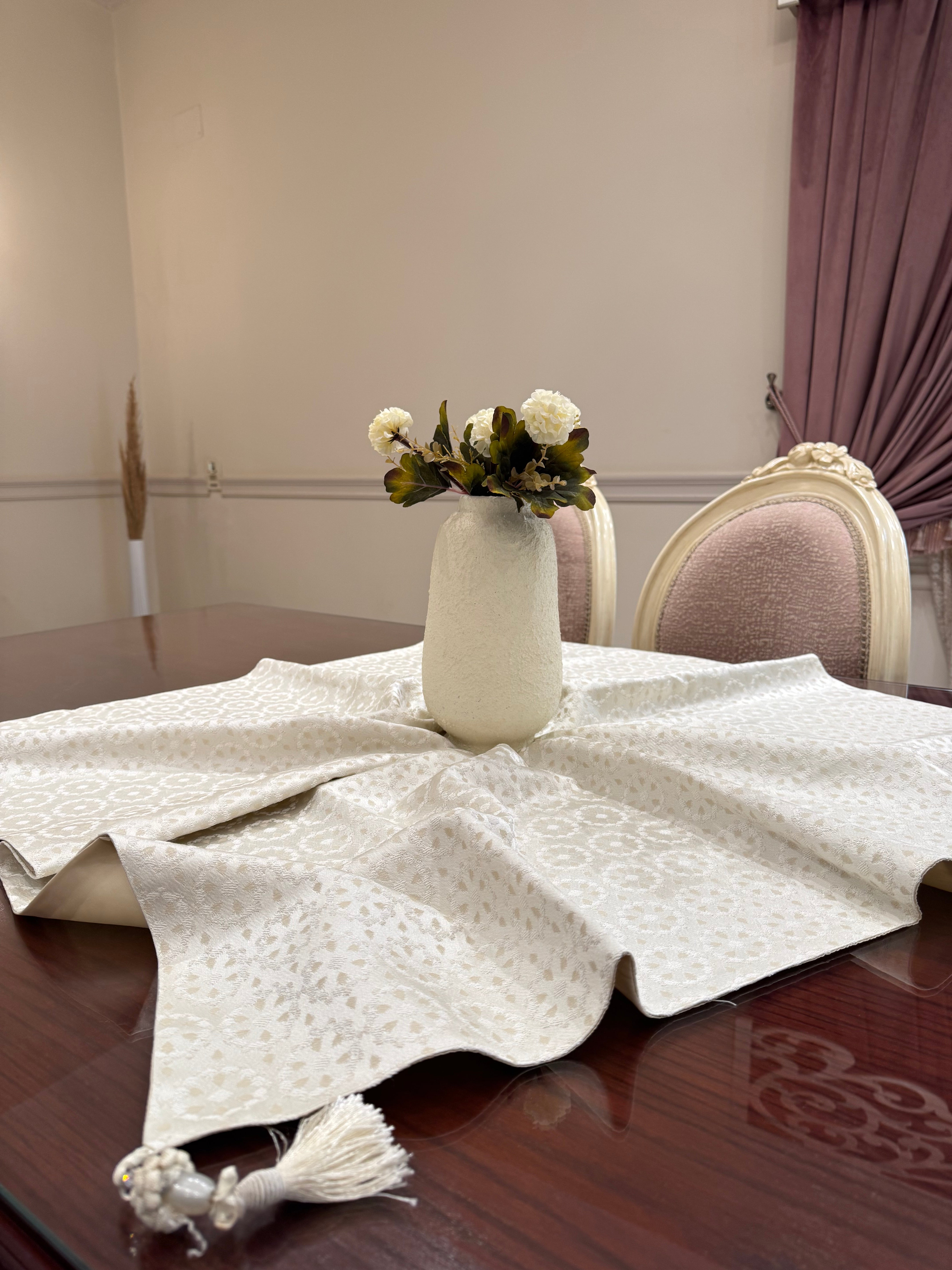 Ivory touch square table cloth