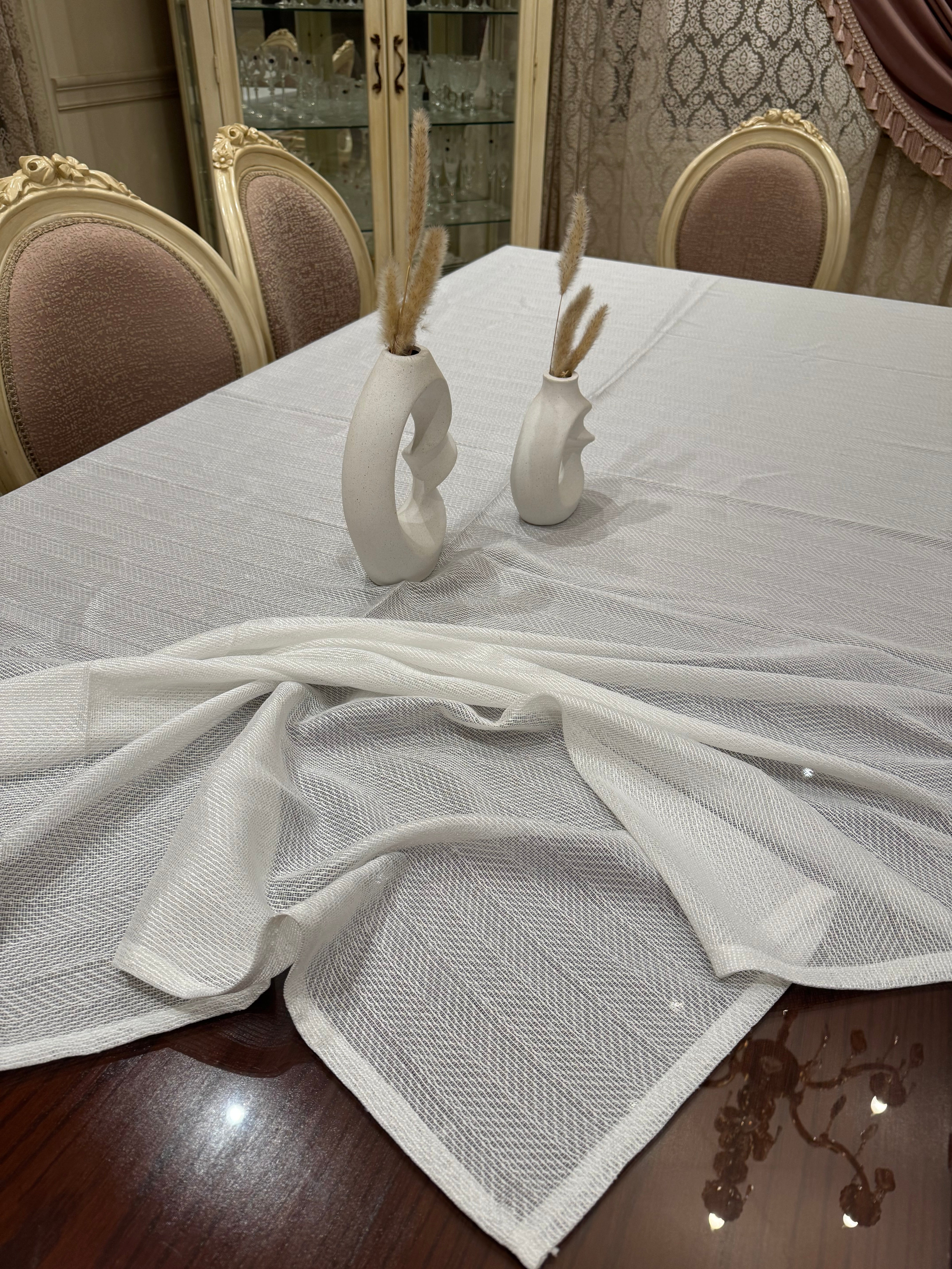 Soft white table cloth