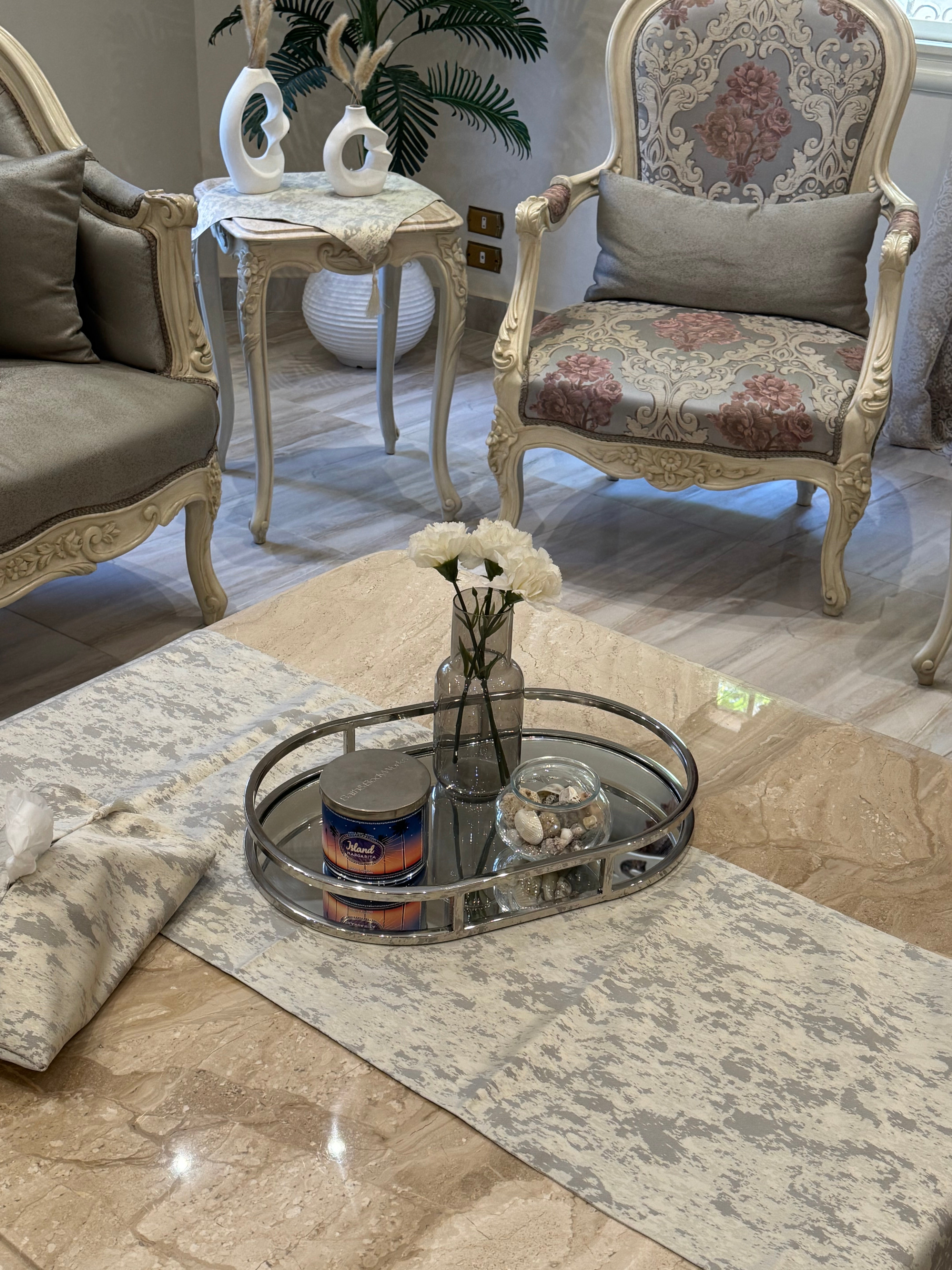 Wooded grey*beige table runner