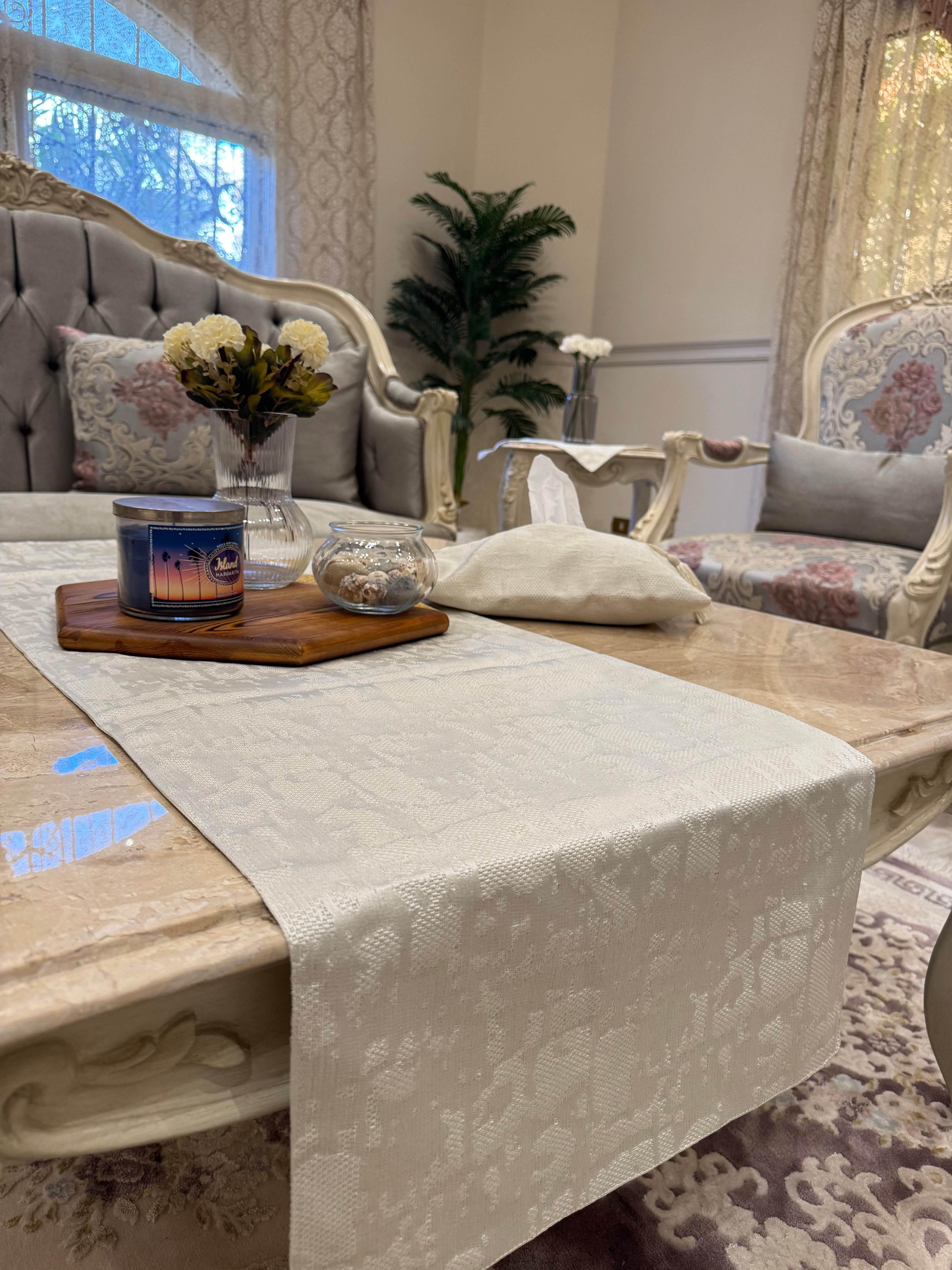 Light silver*offwhite table runner