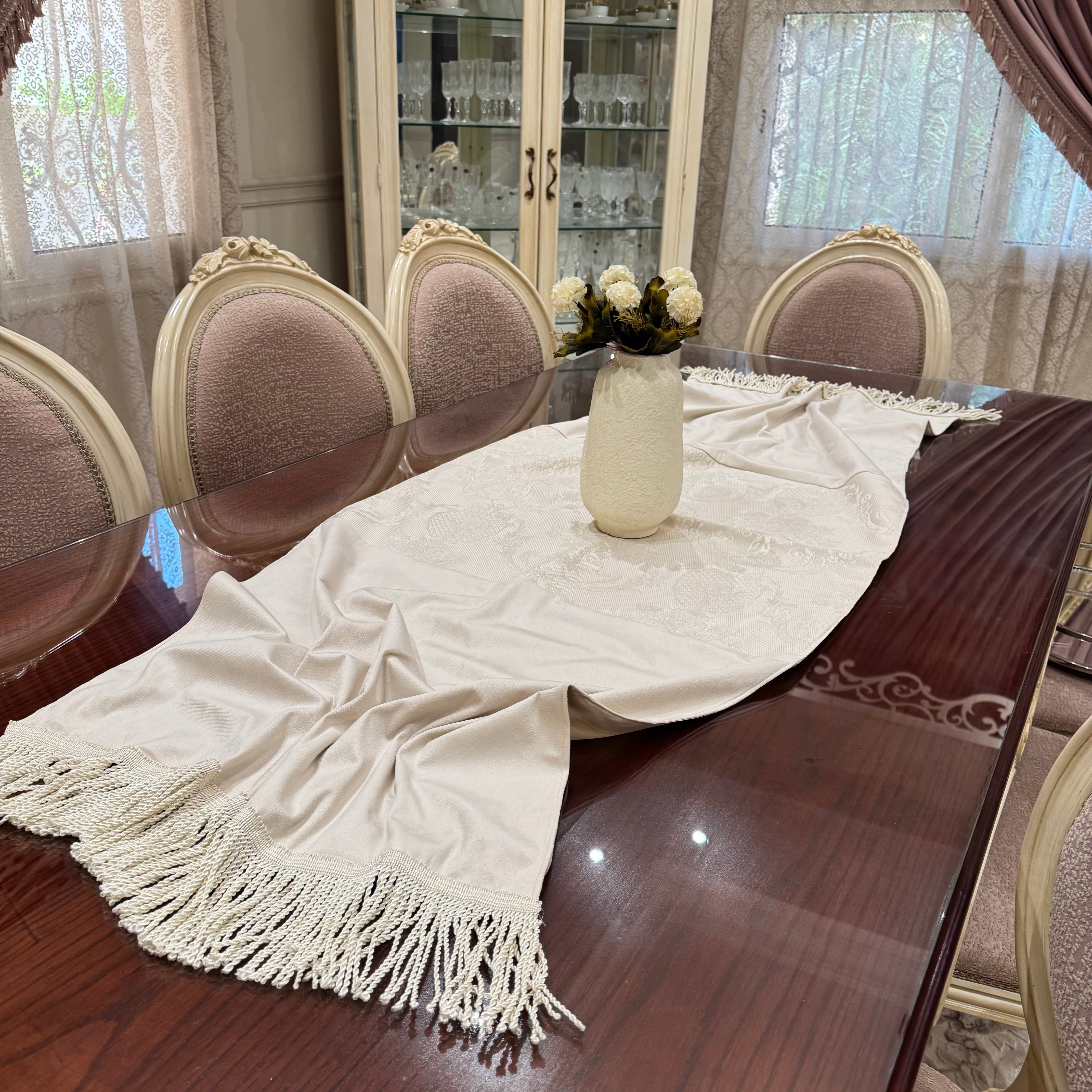 Classic Cream velvet table runner