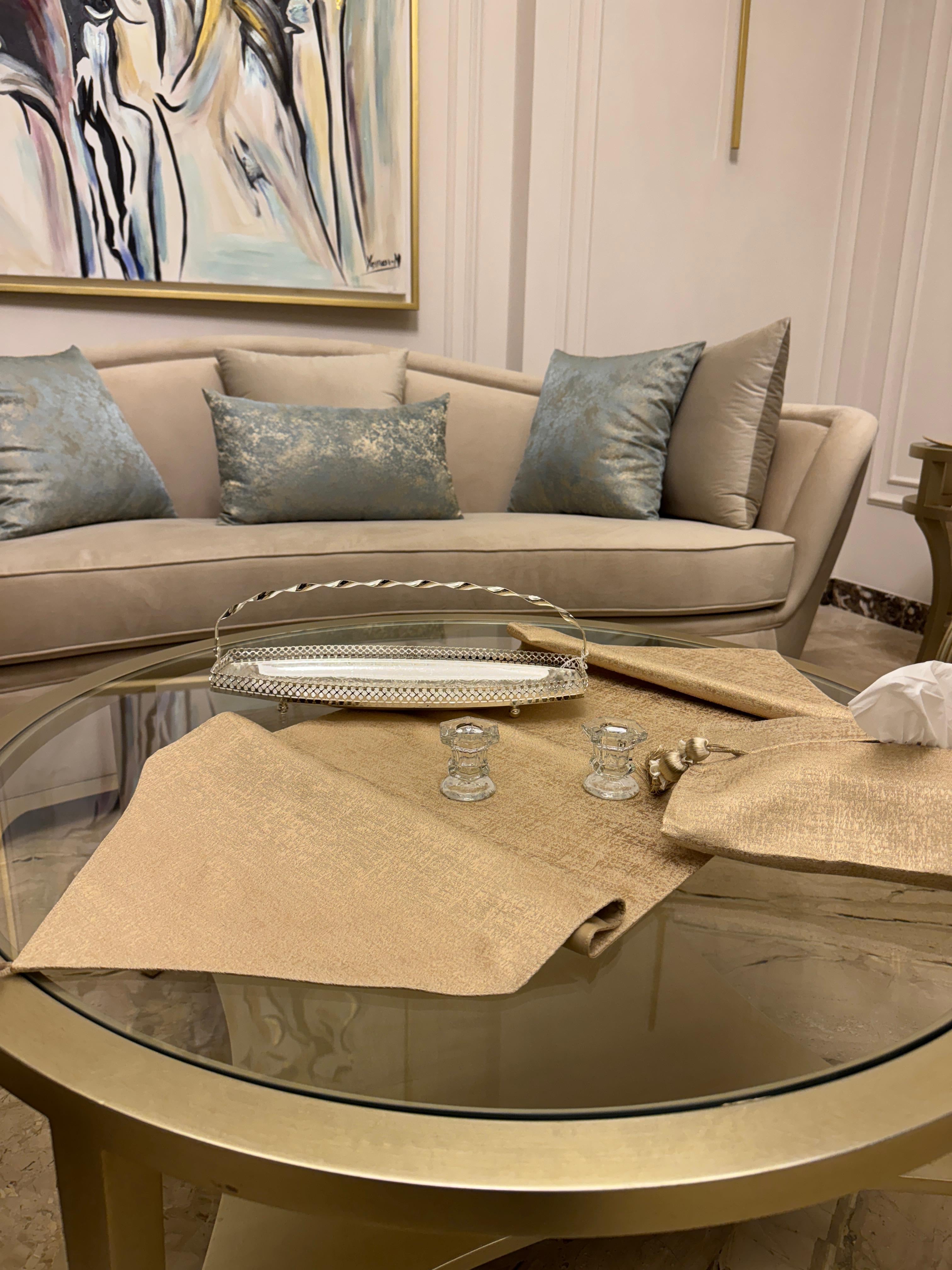 Plain gold table runner