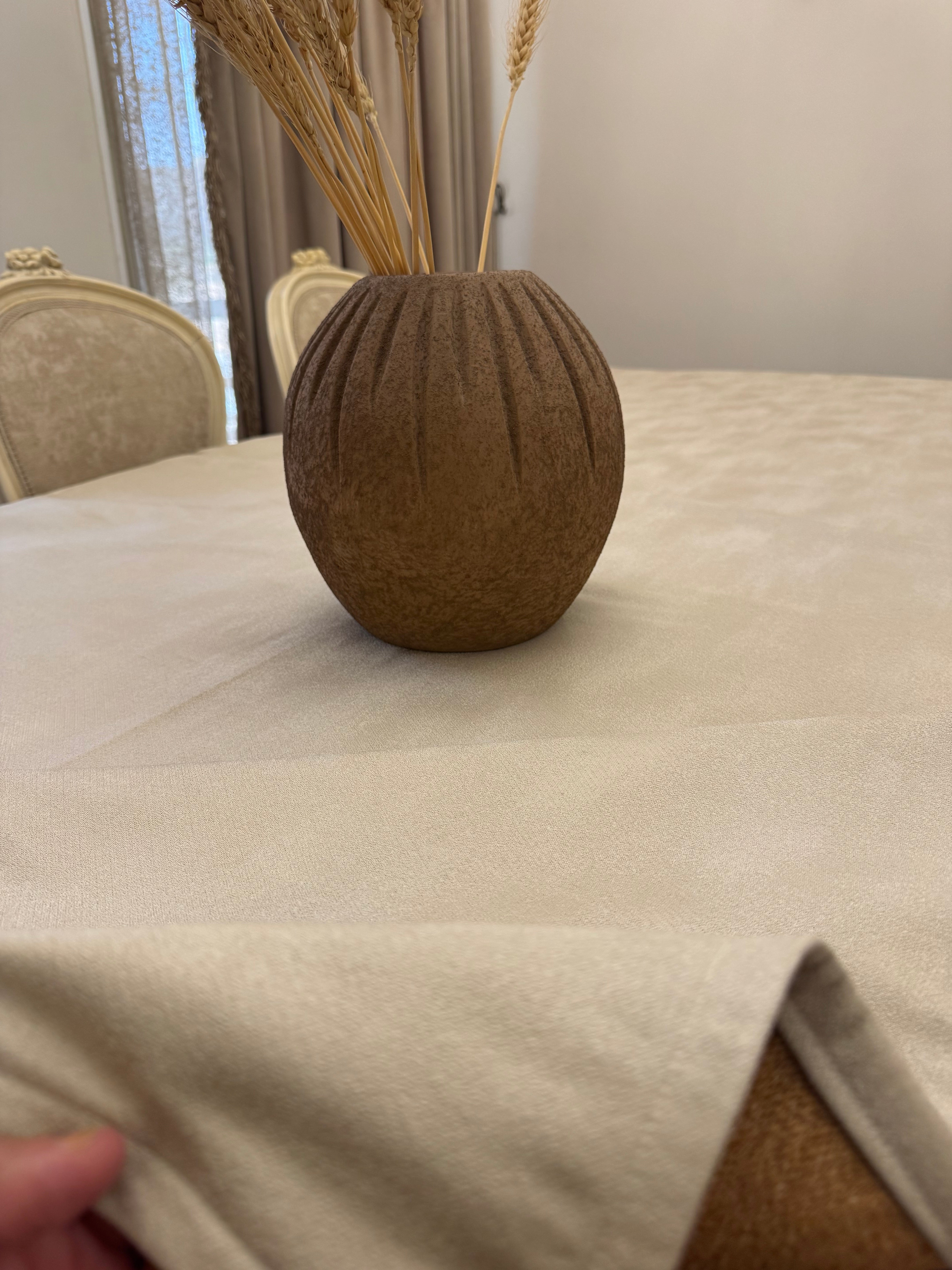 Plain beige table cloth
