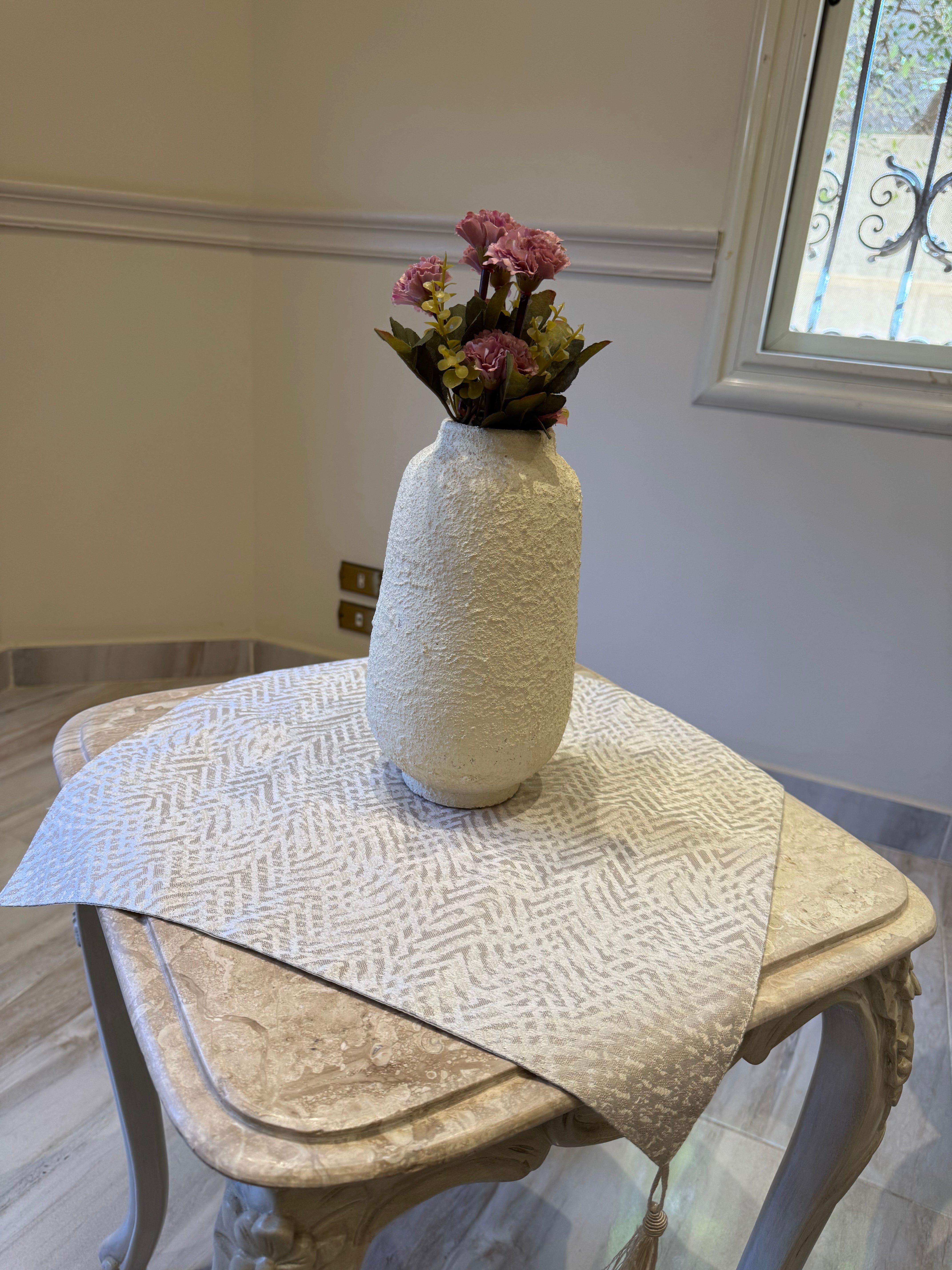 Striped cream table runner
