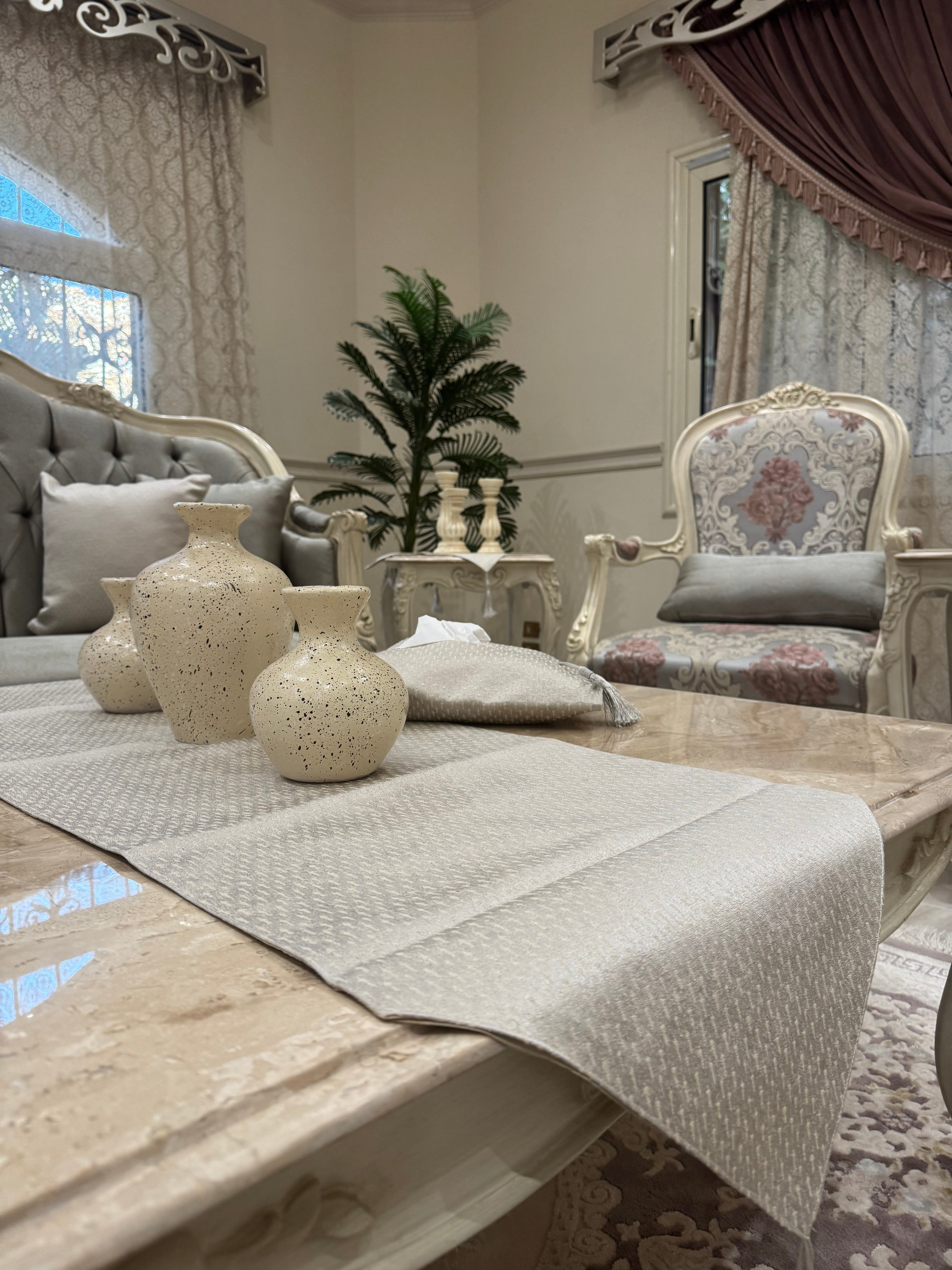 Silver*beige table runner