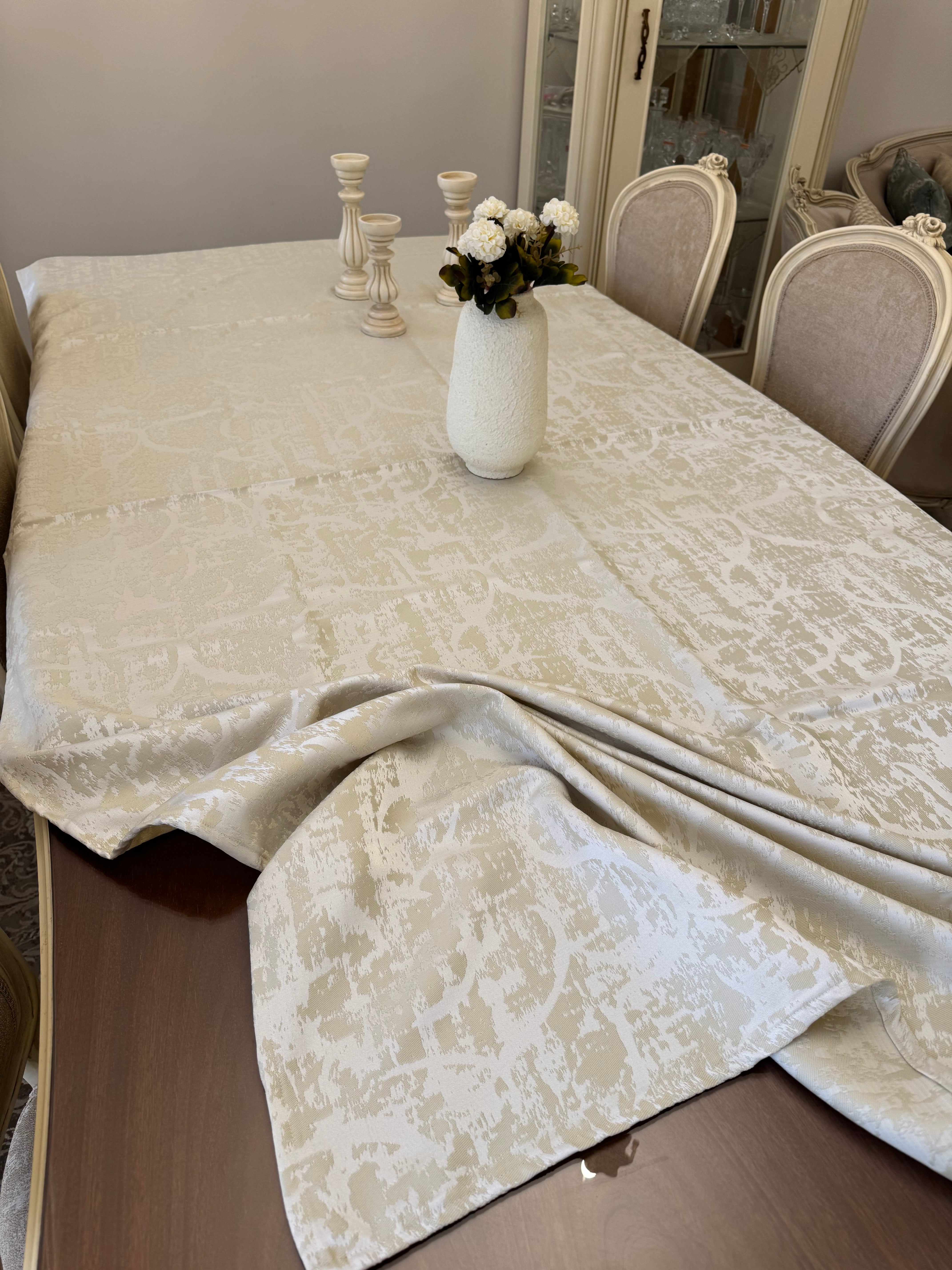 Silk beige*offwhite table cloth