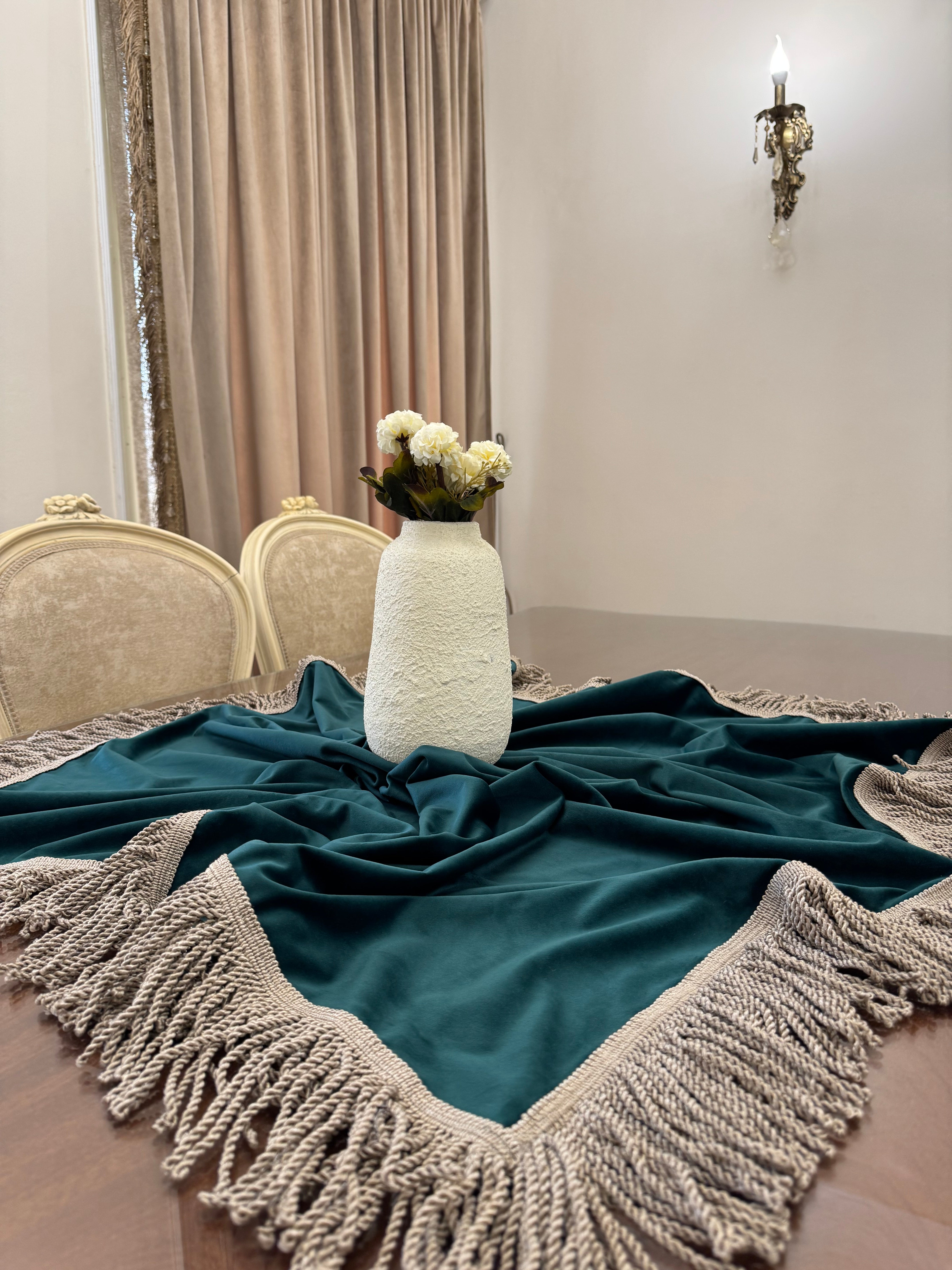 Royal green square table cloth