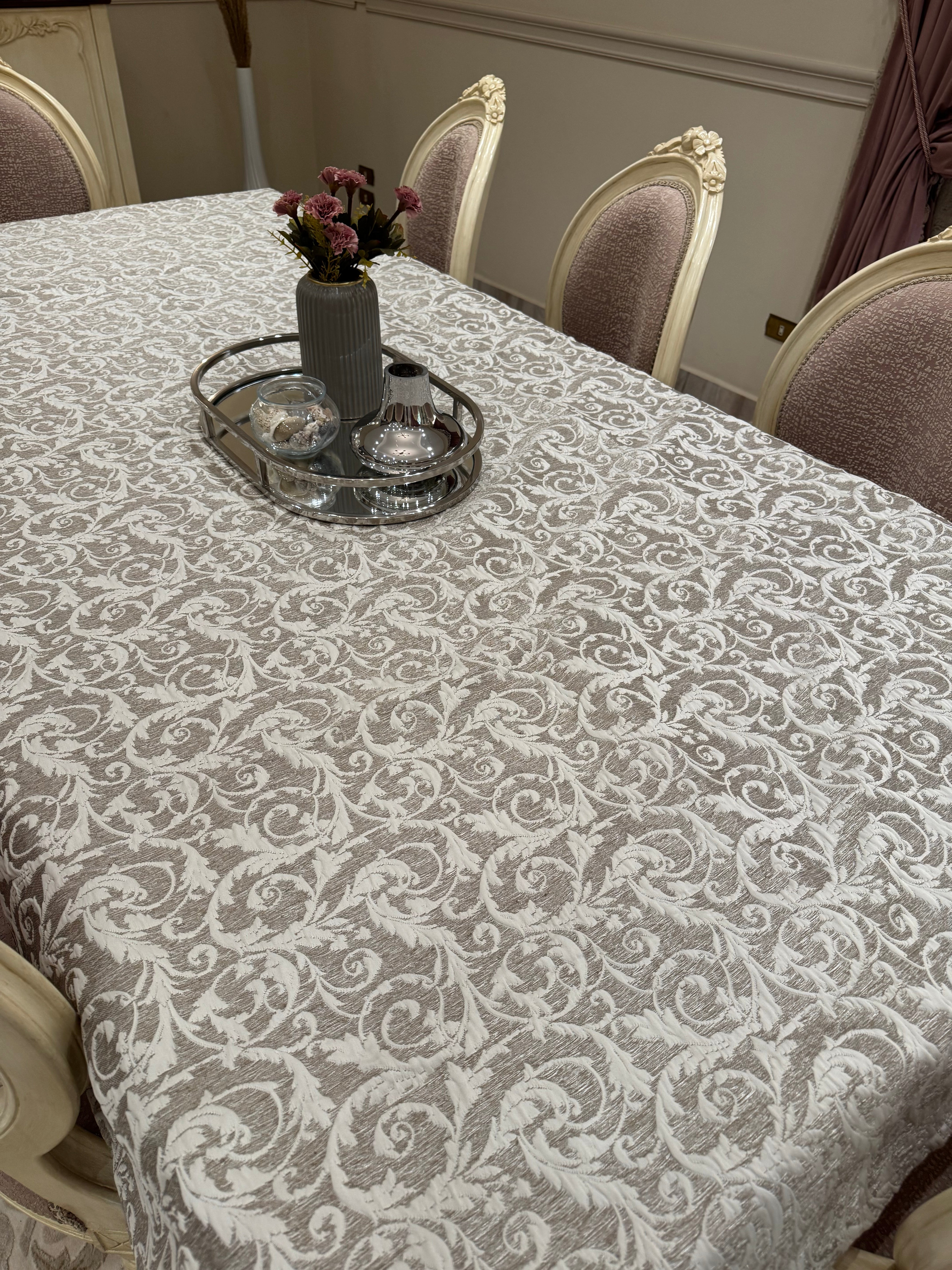 Full royal grey table cloth