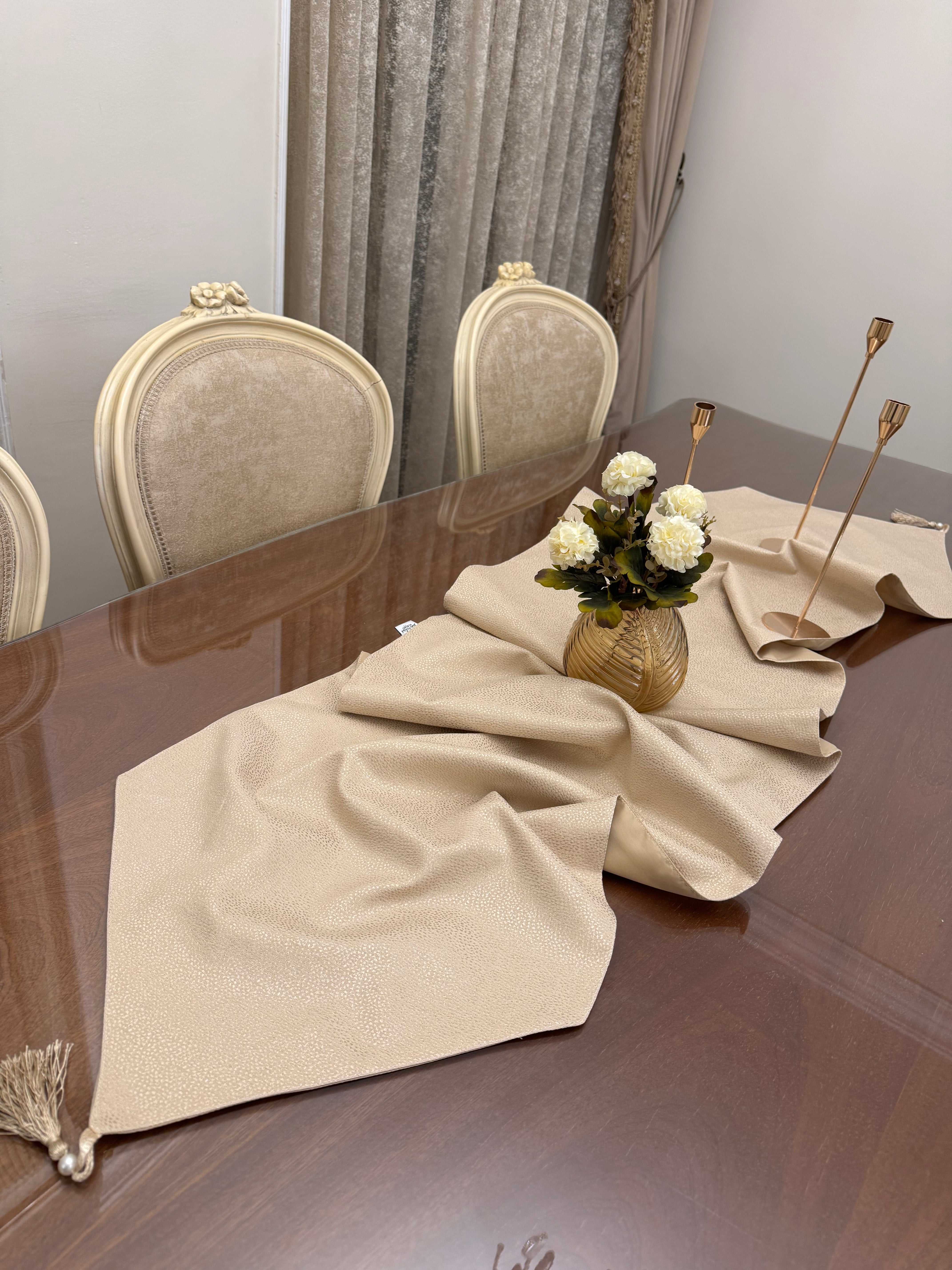 Pointed gold table runner