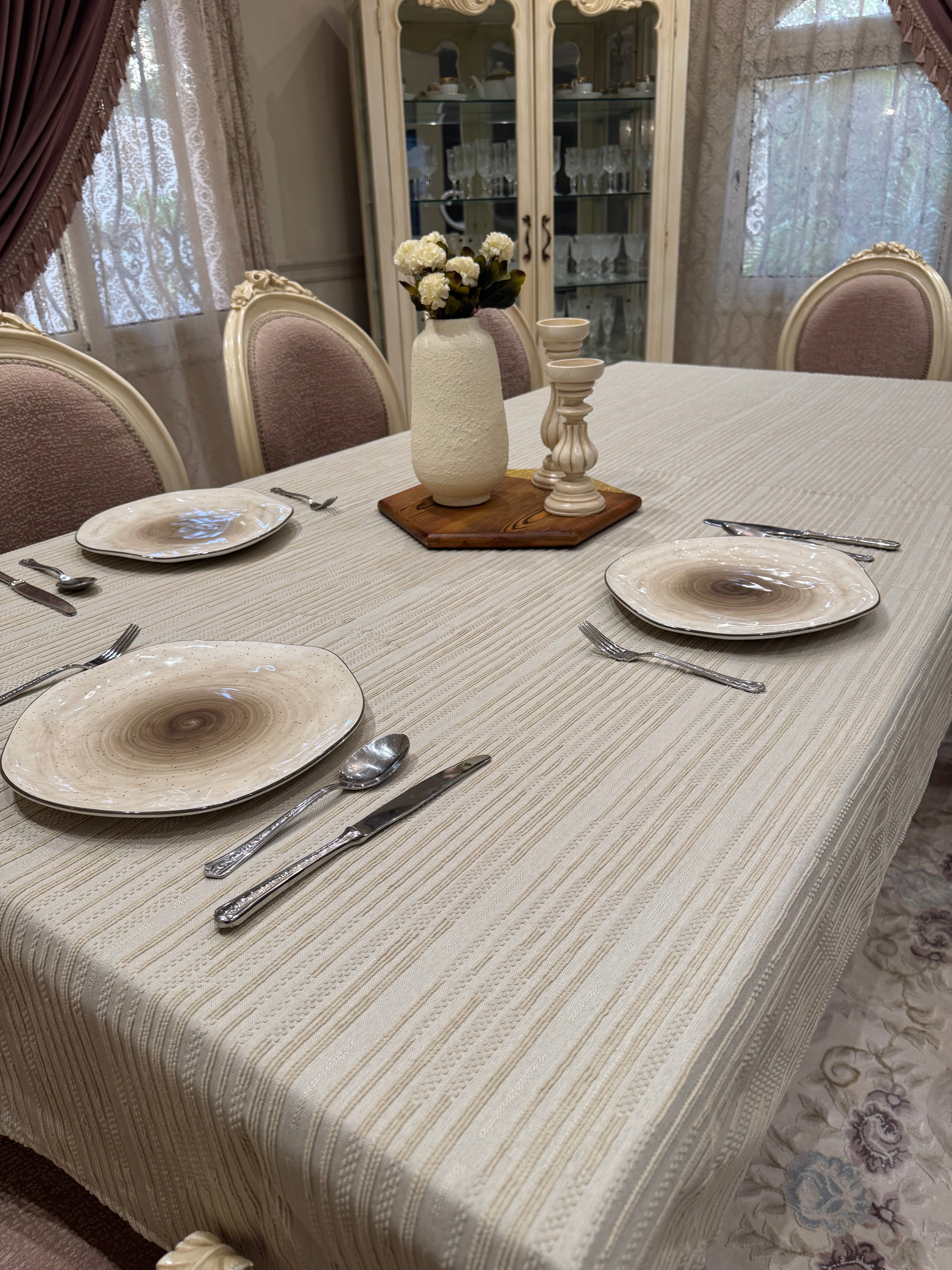 Boho beige table runner