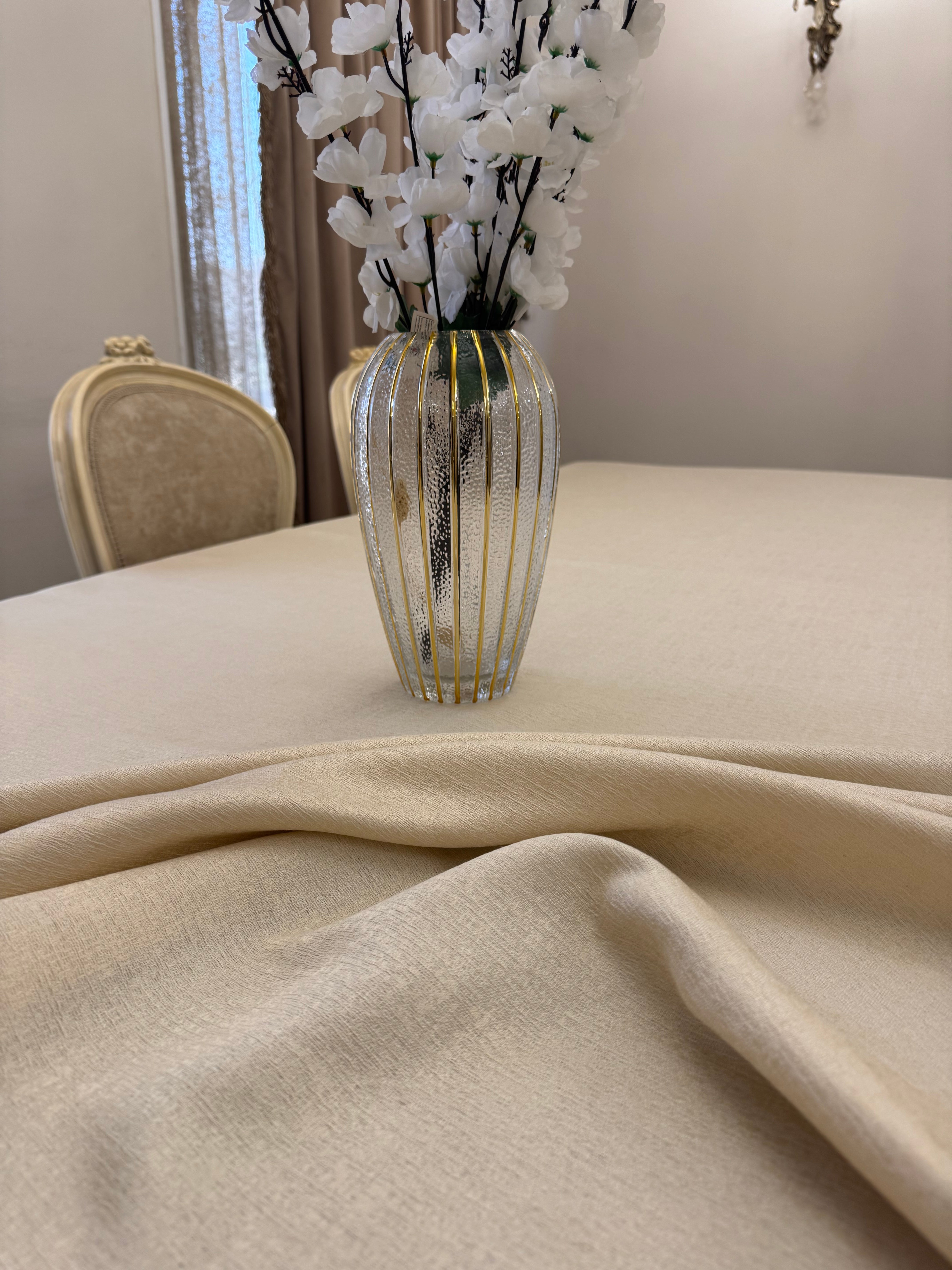 Plain cream table cloth
