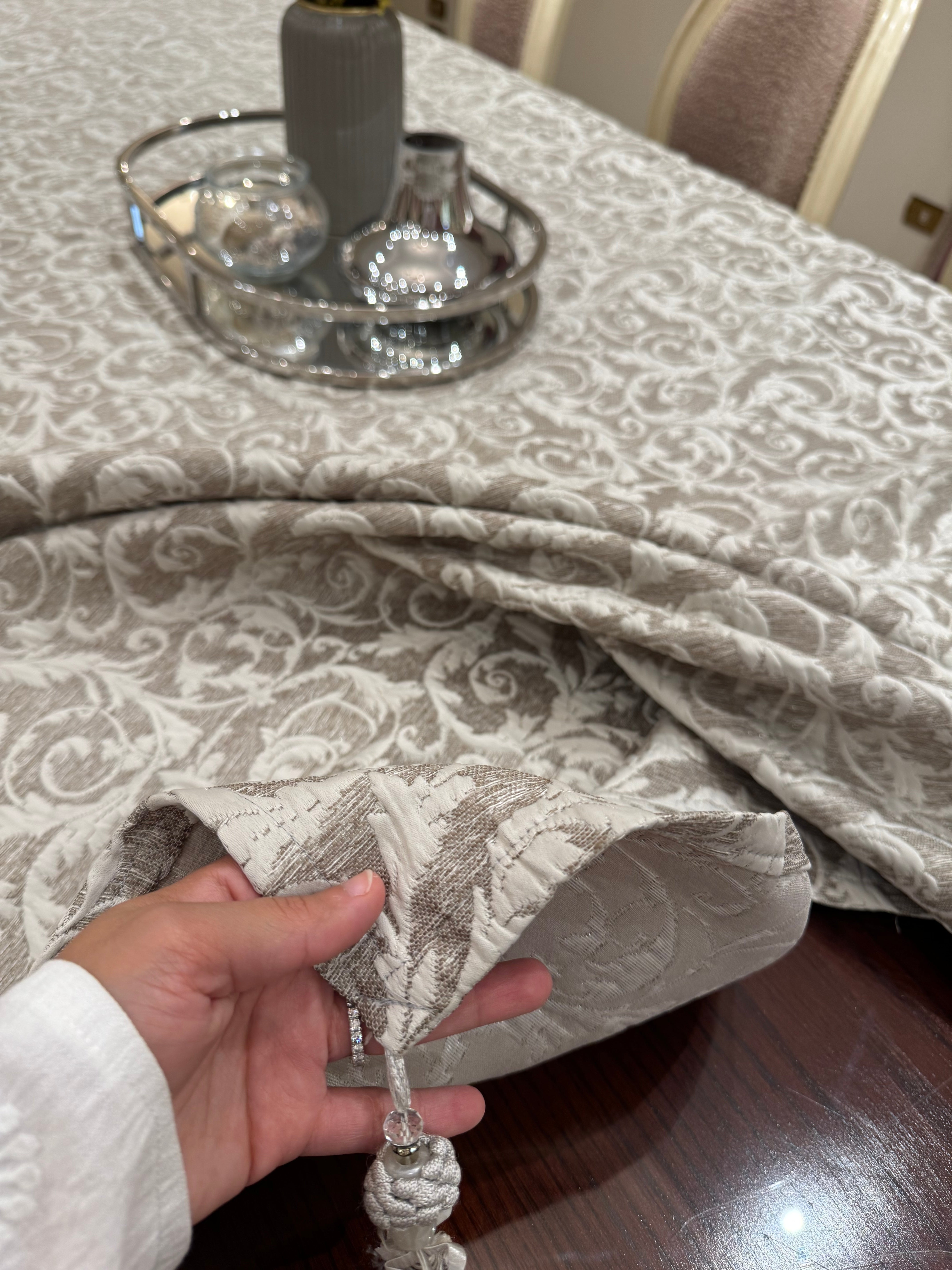 Full royal grey table cloth