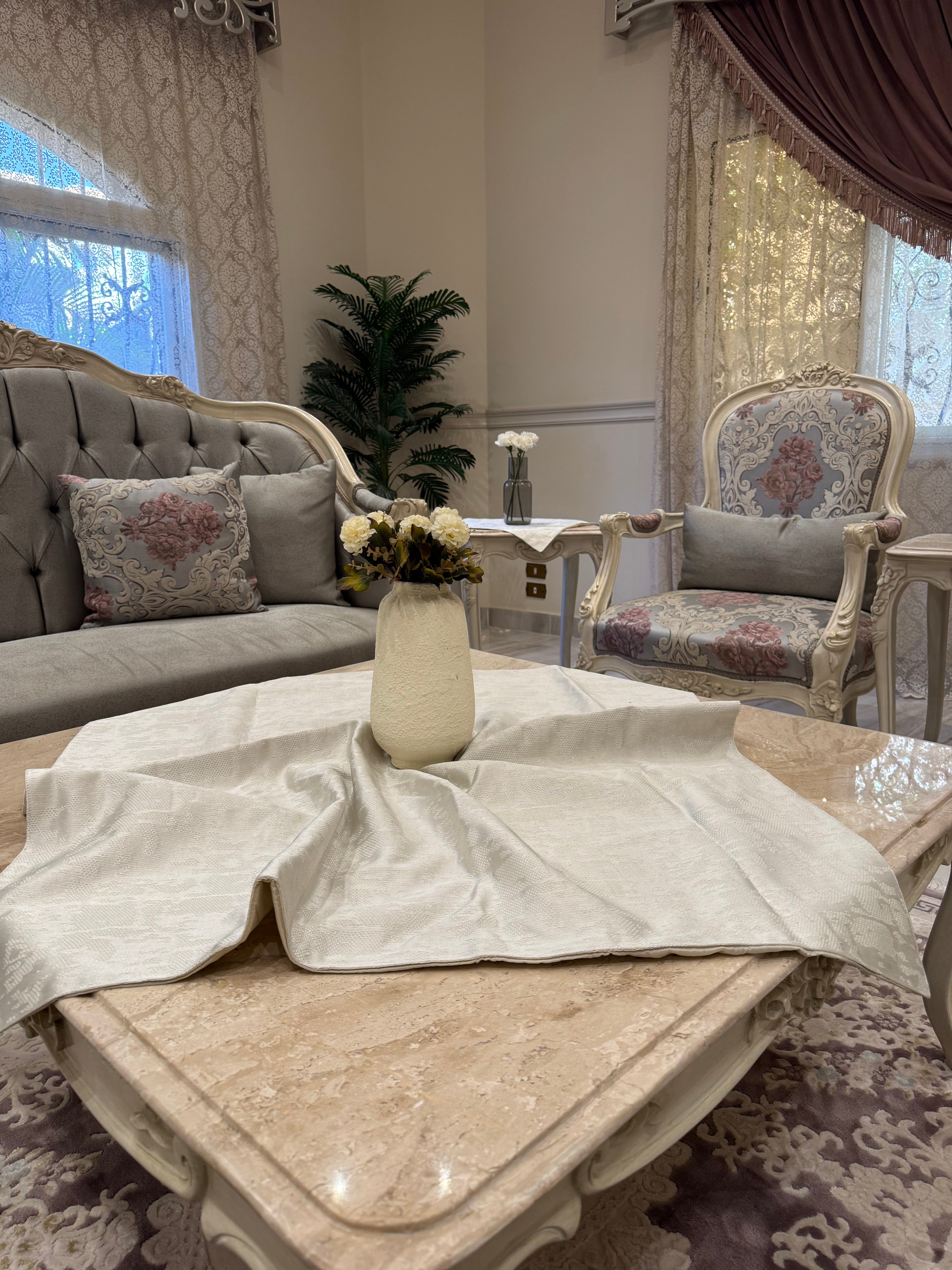 Light silver*offwhite table runner