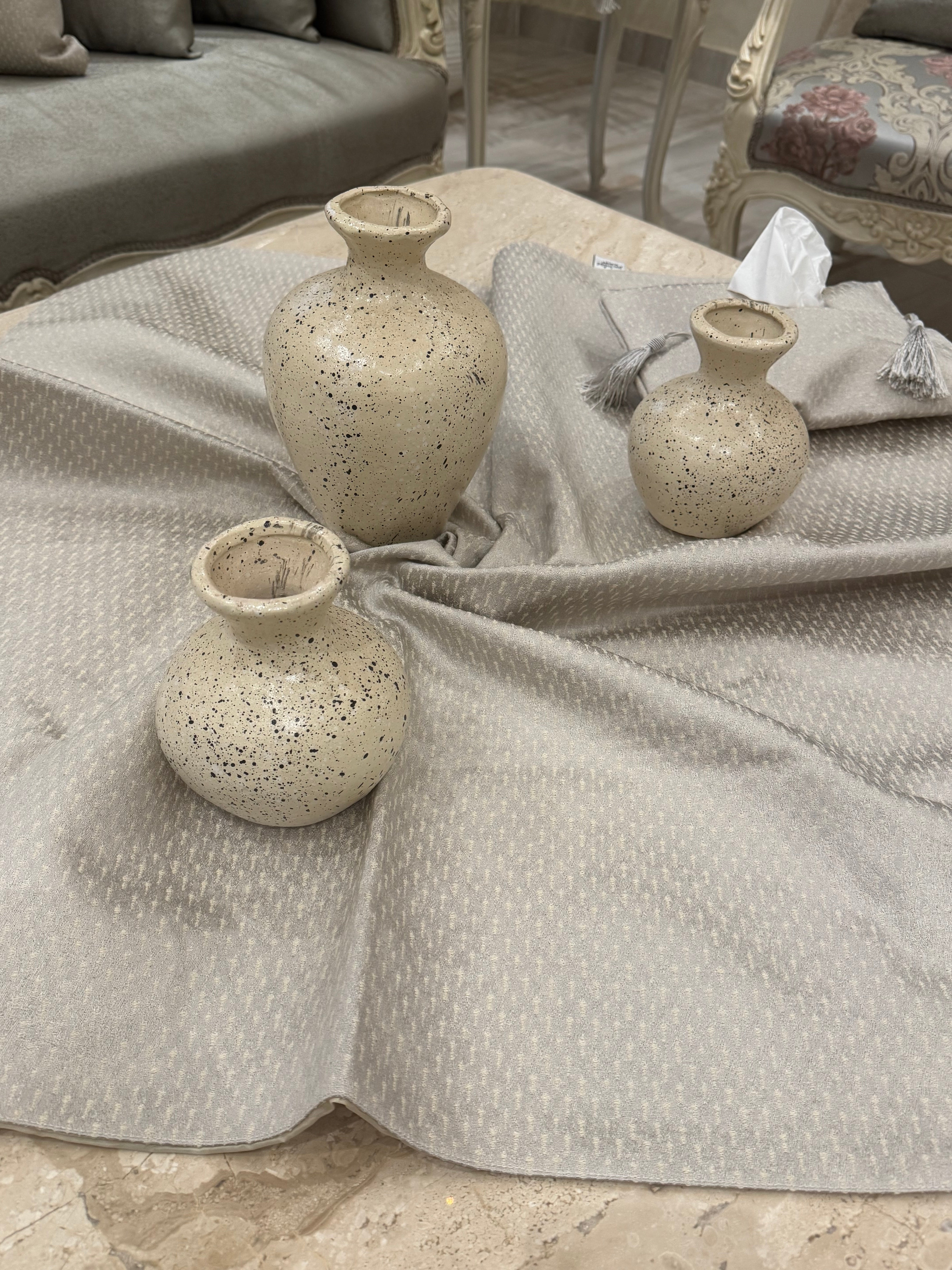 Silver*beige table runner