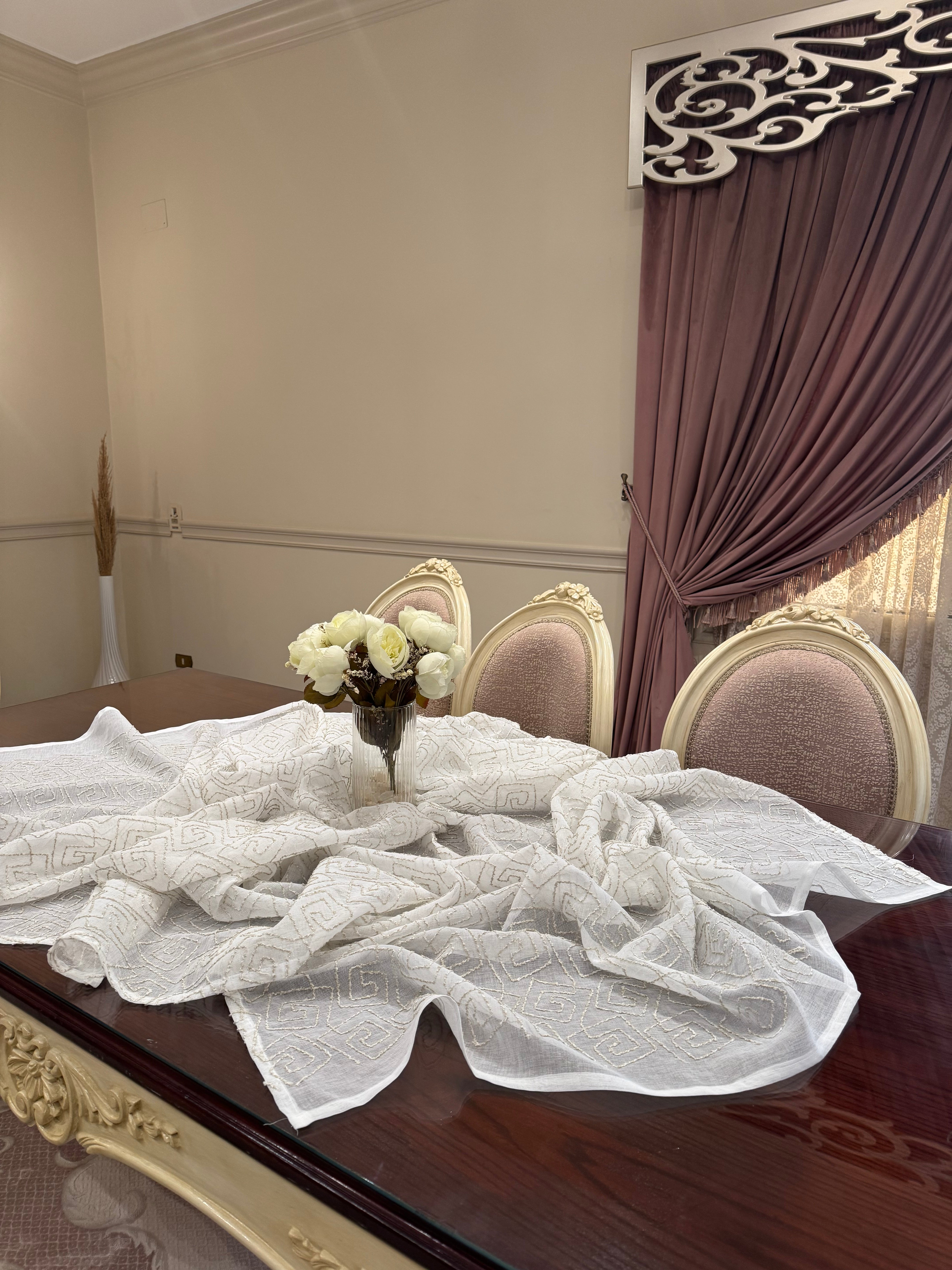 Soft white*beige table cloth