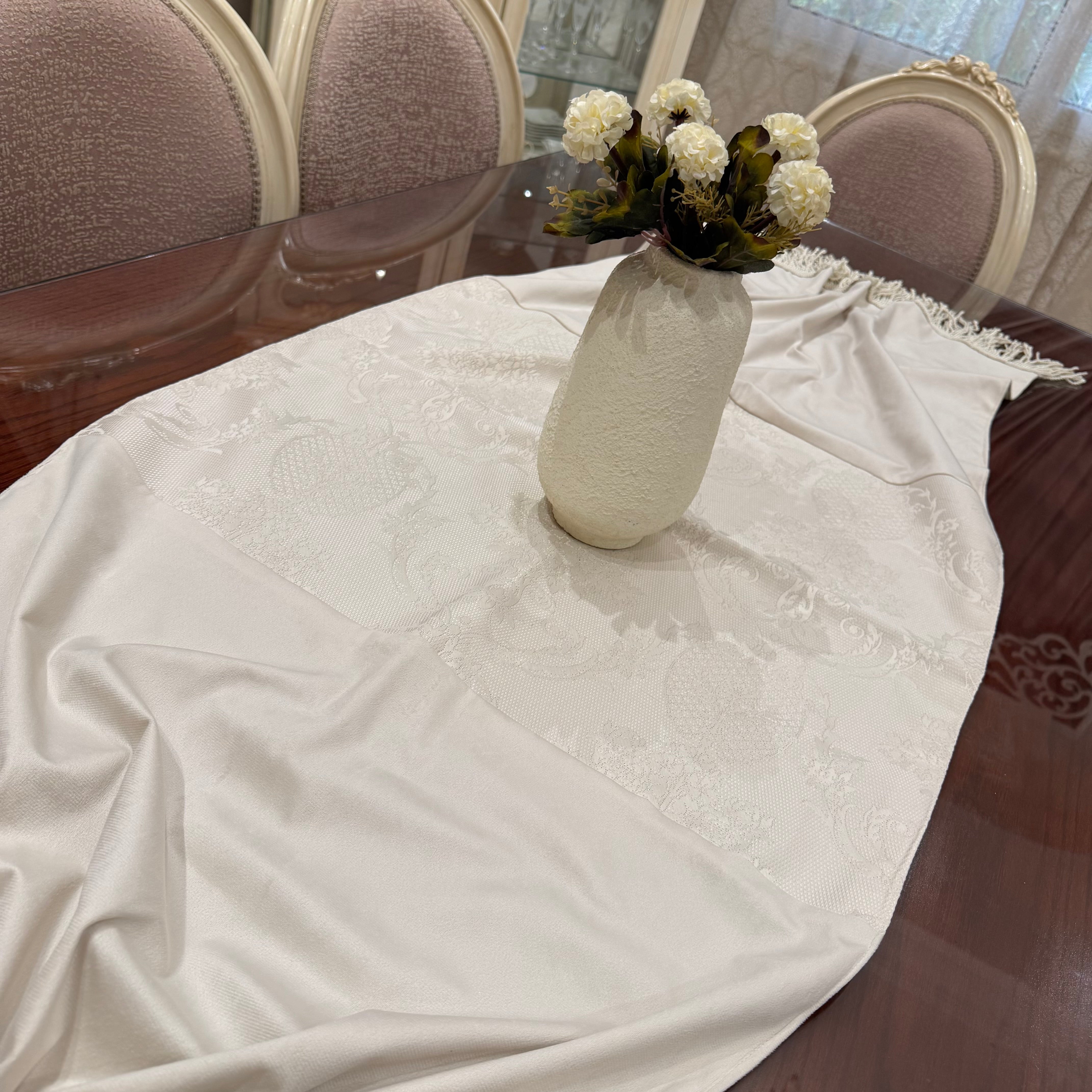 Classic Cream velvet table runner