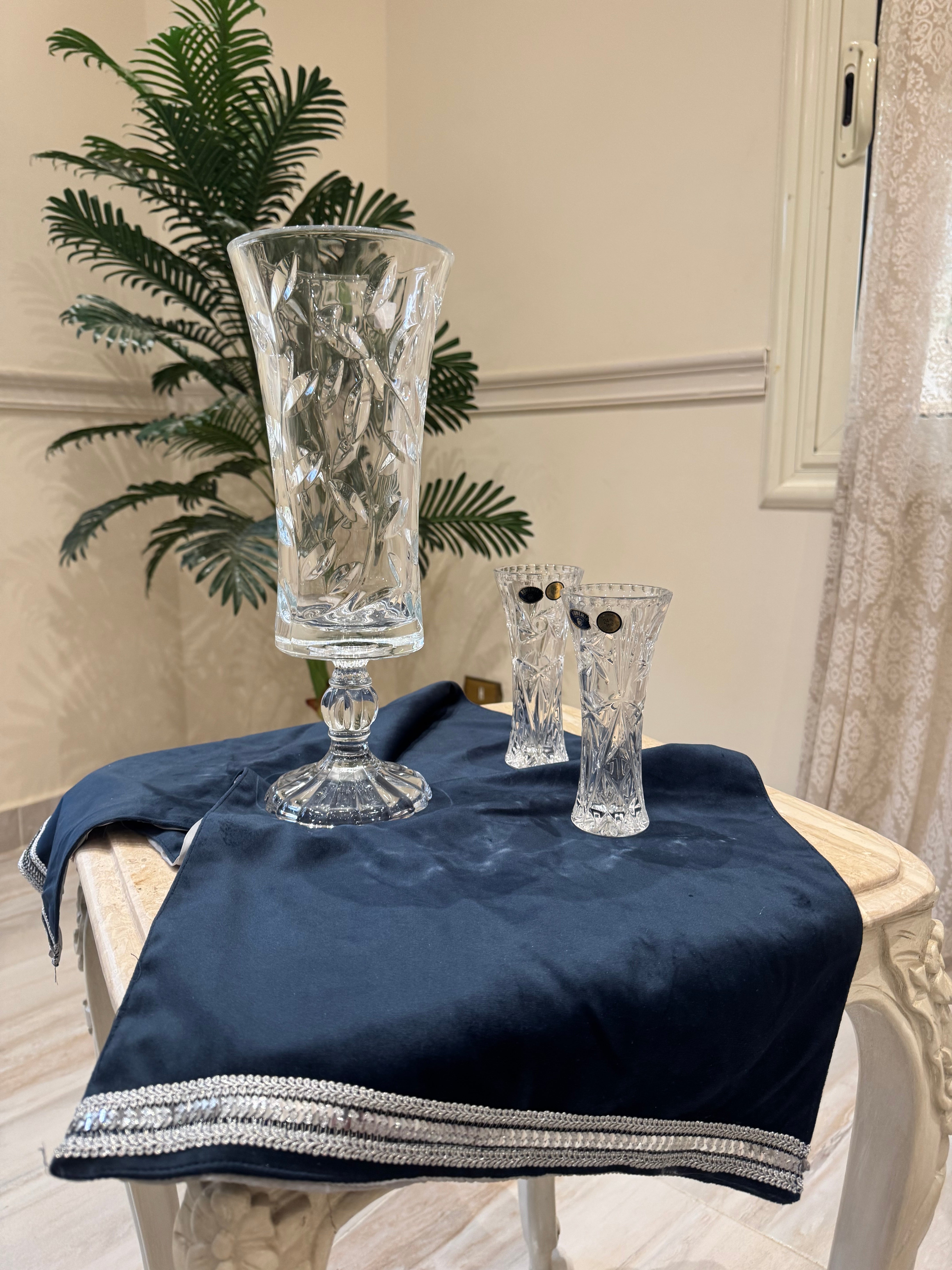 Navy velvet runner