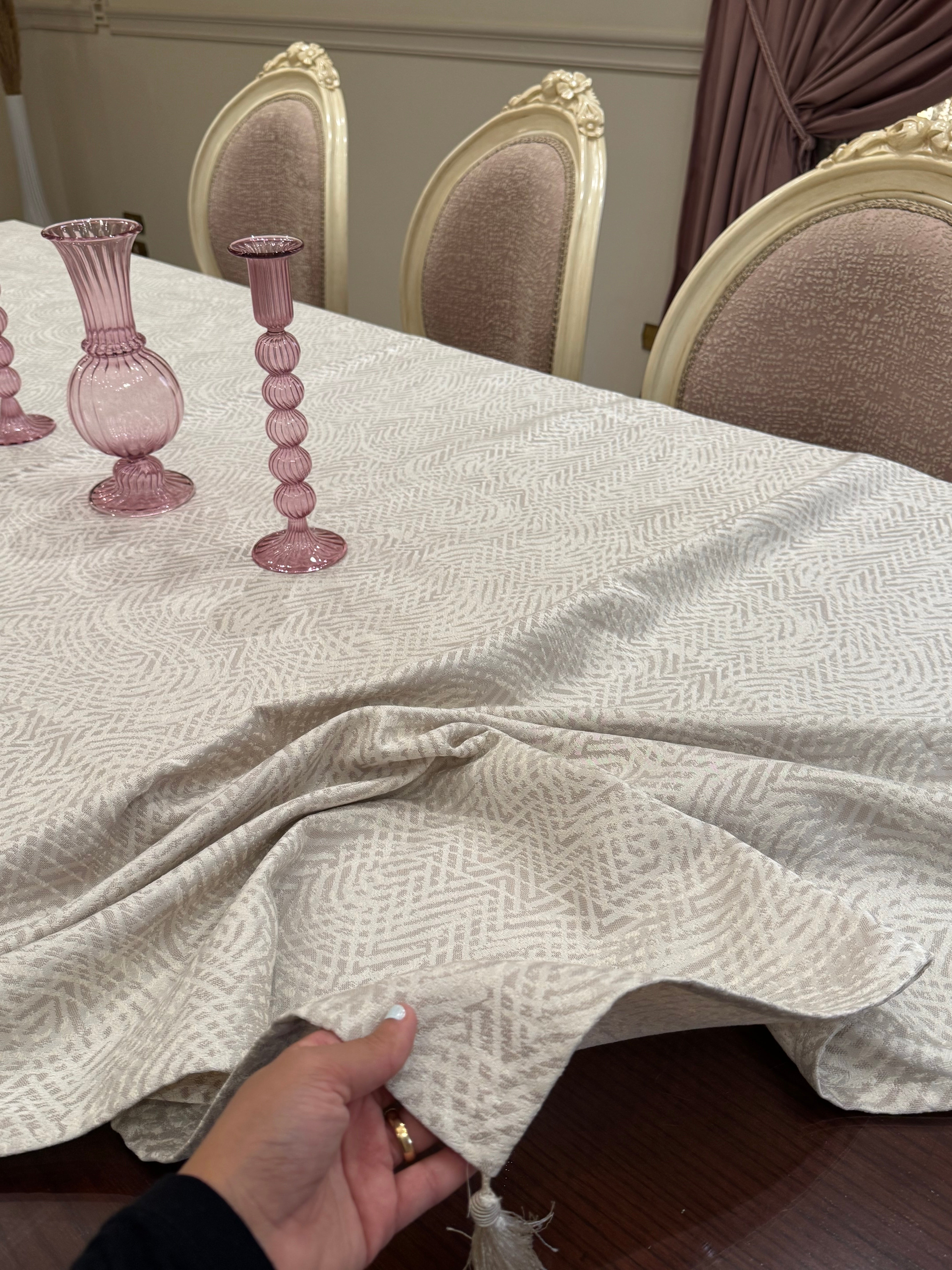 Striped cream table runner