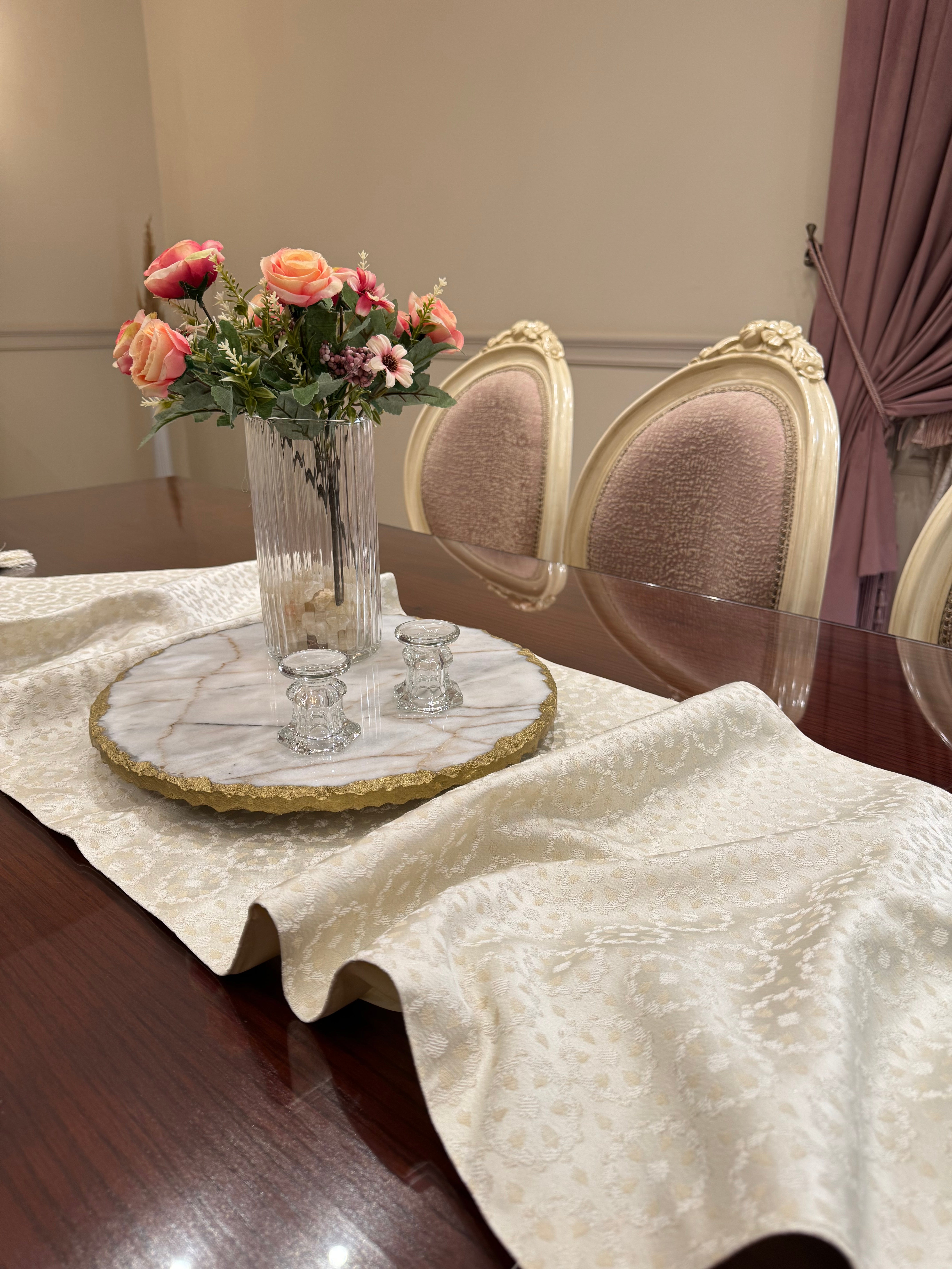 Ivory touch table runner