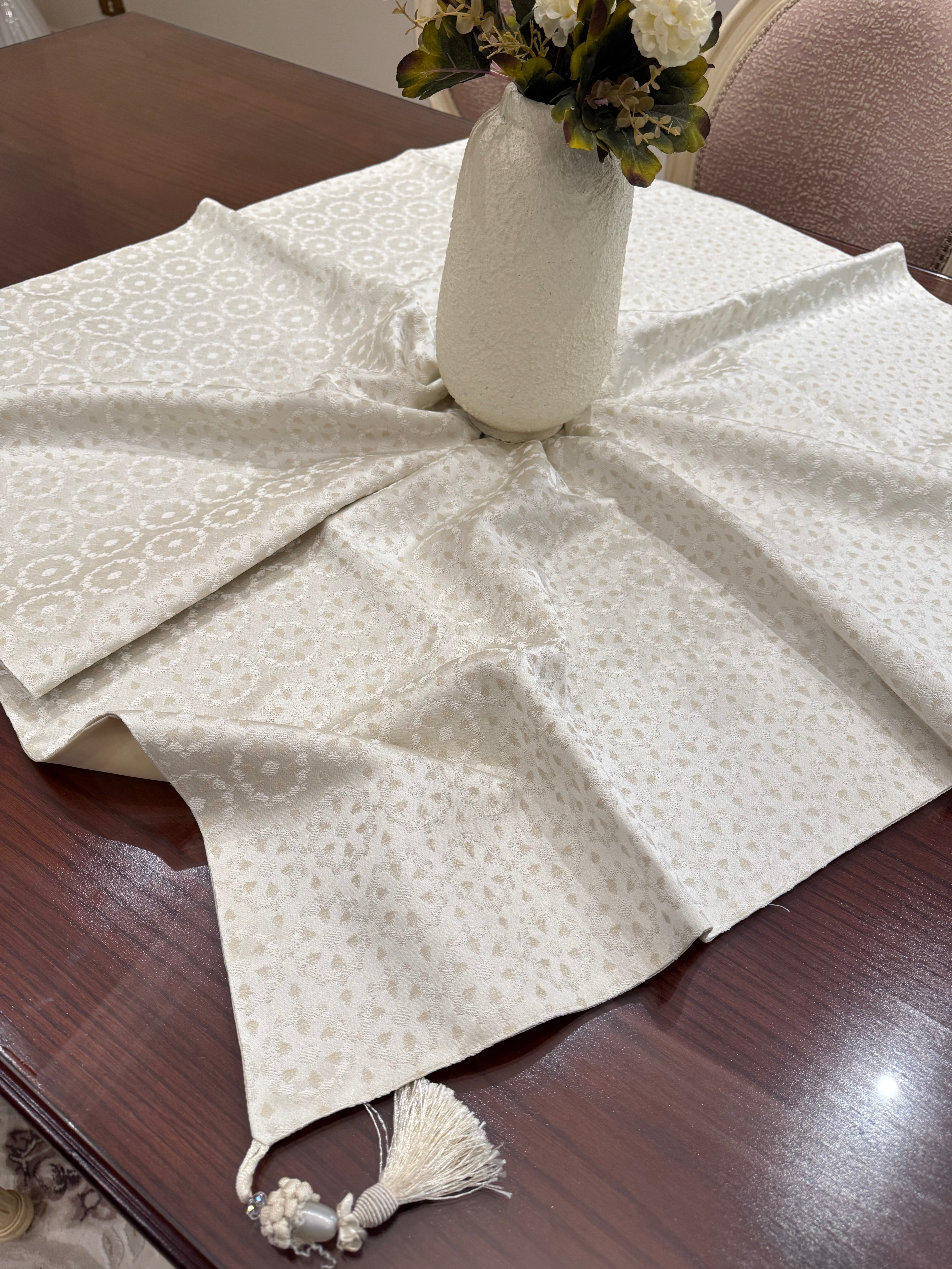 Ivory touch square table cloth
