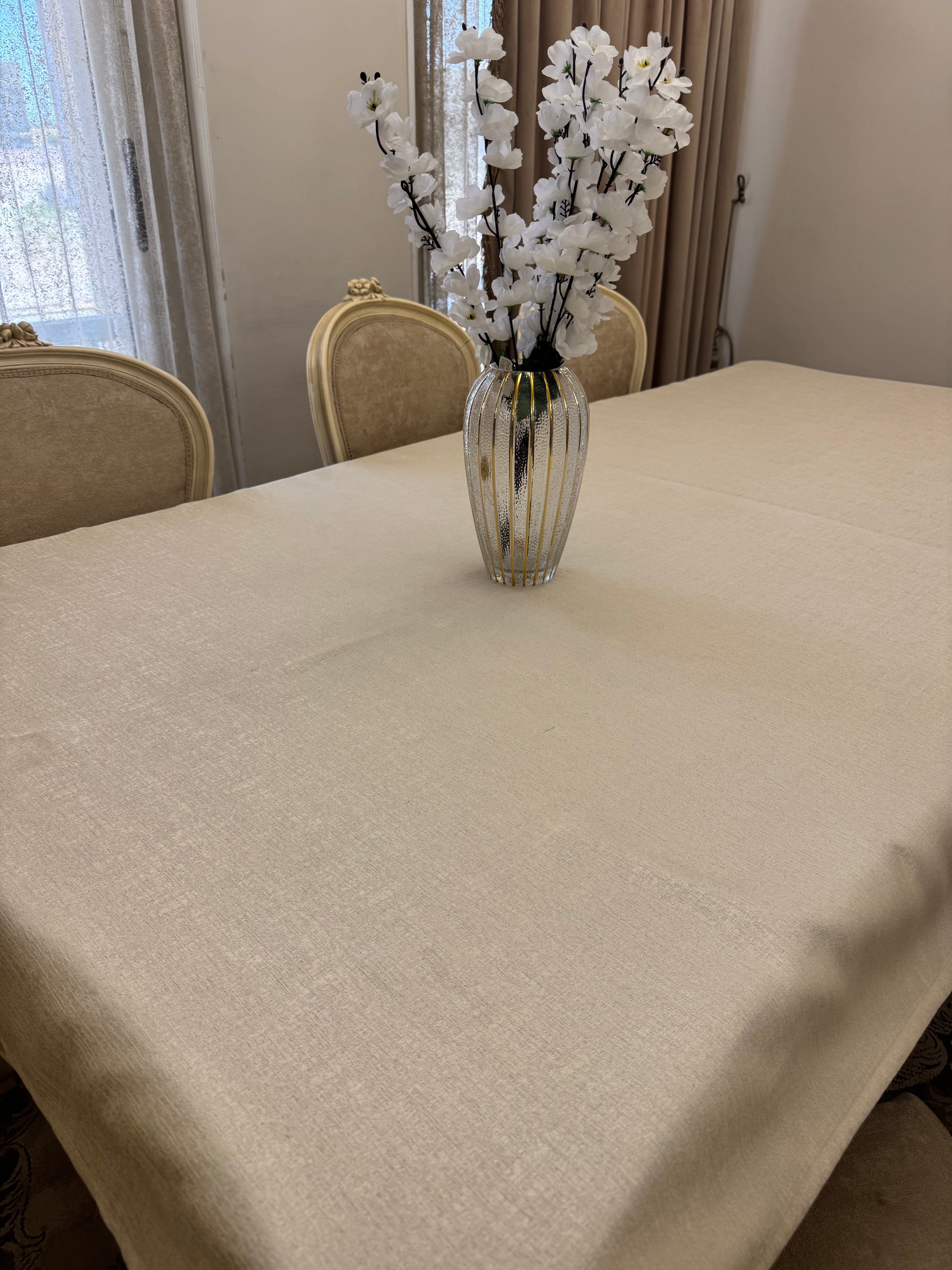 Plain cream table cloth