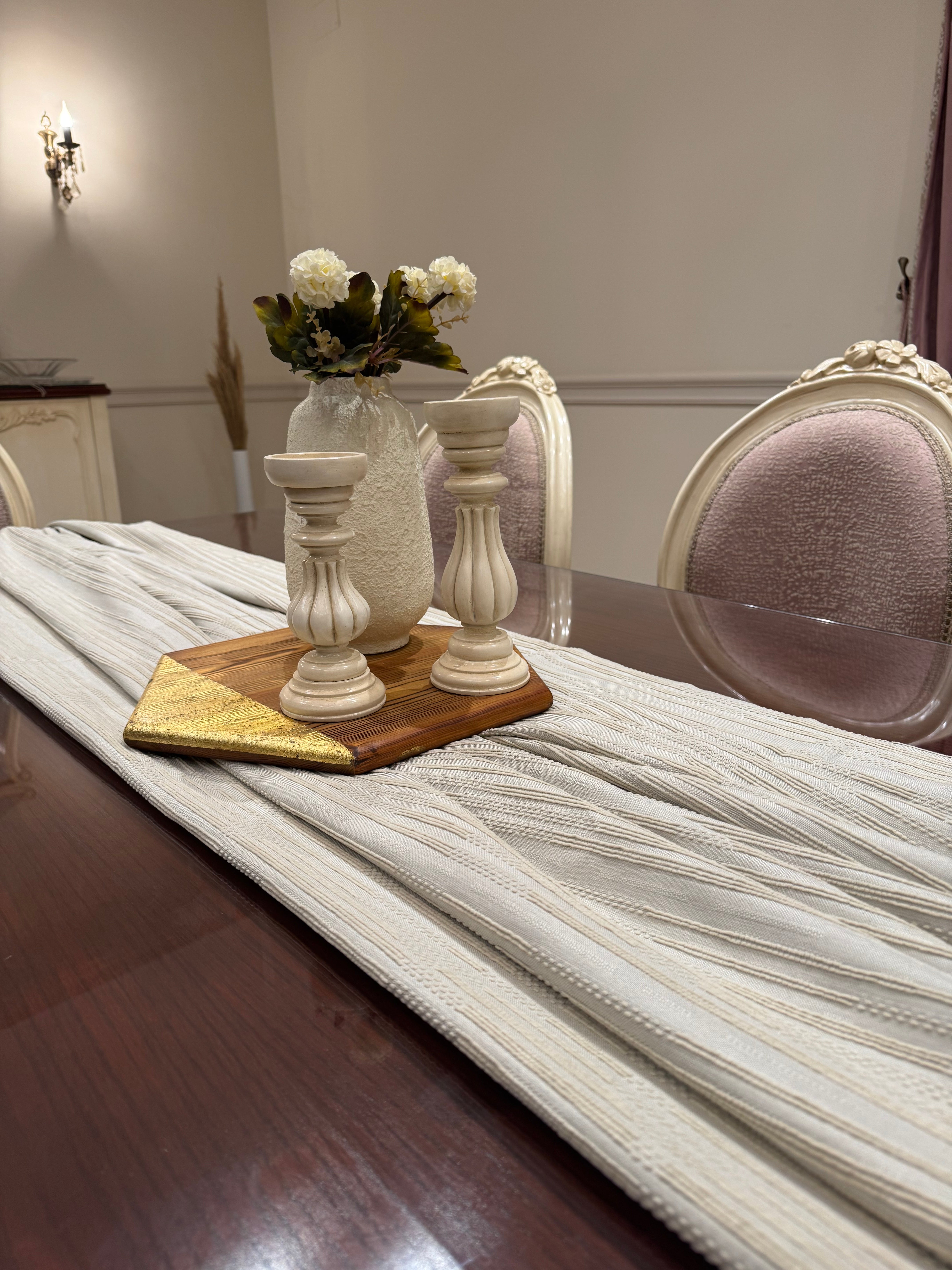 Boho beige table runner