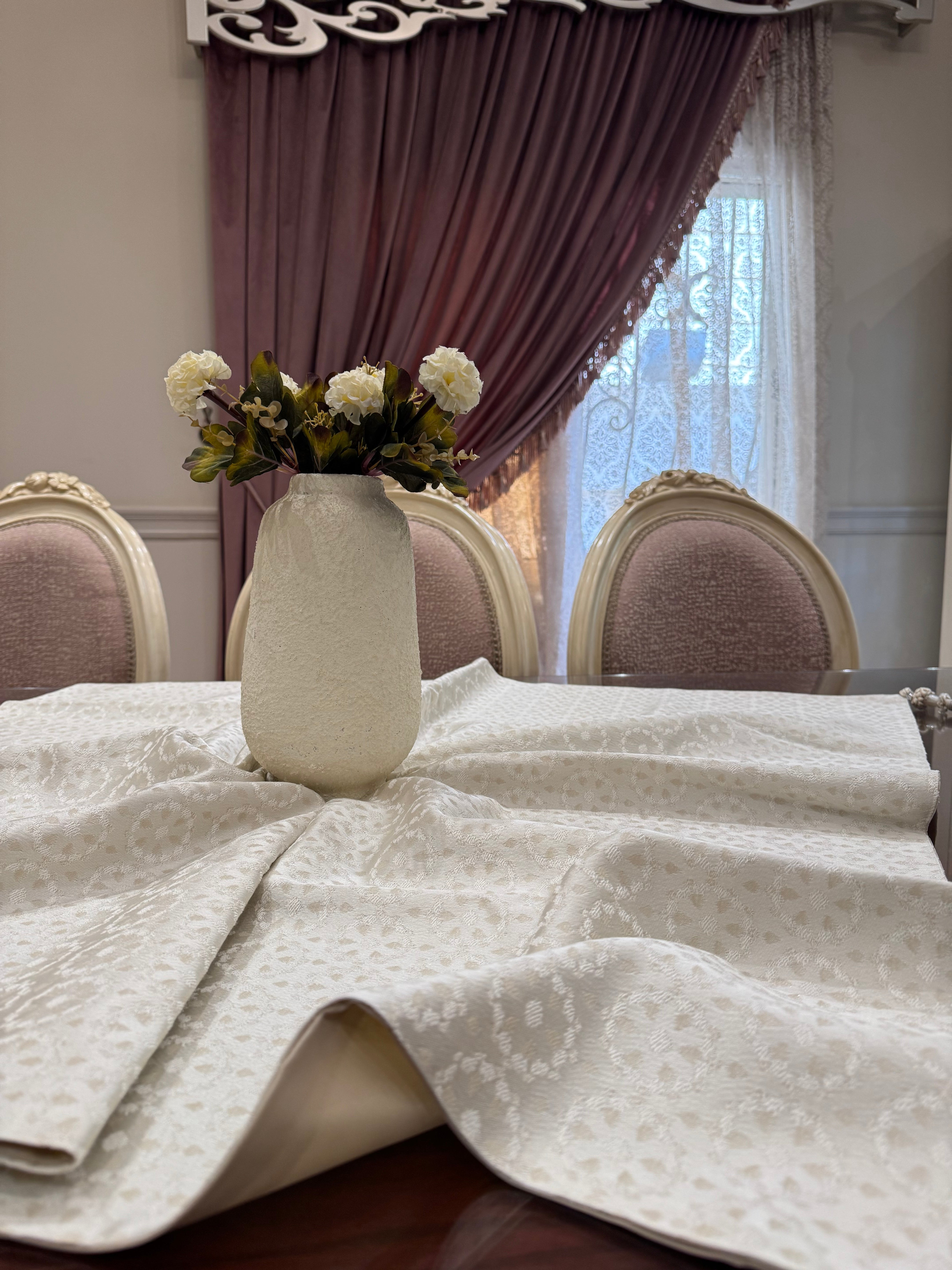 Ivory touch table runner