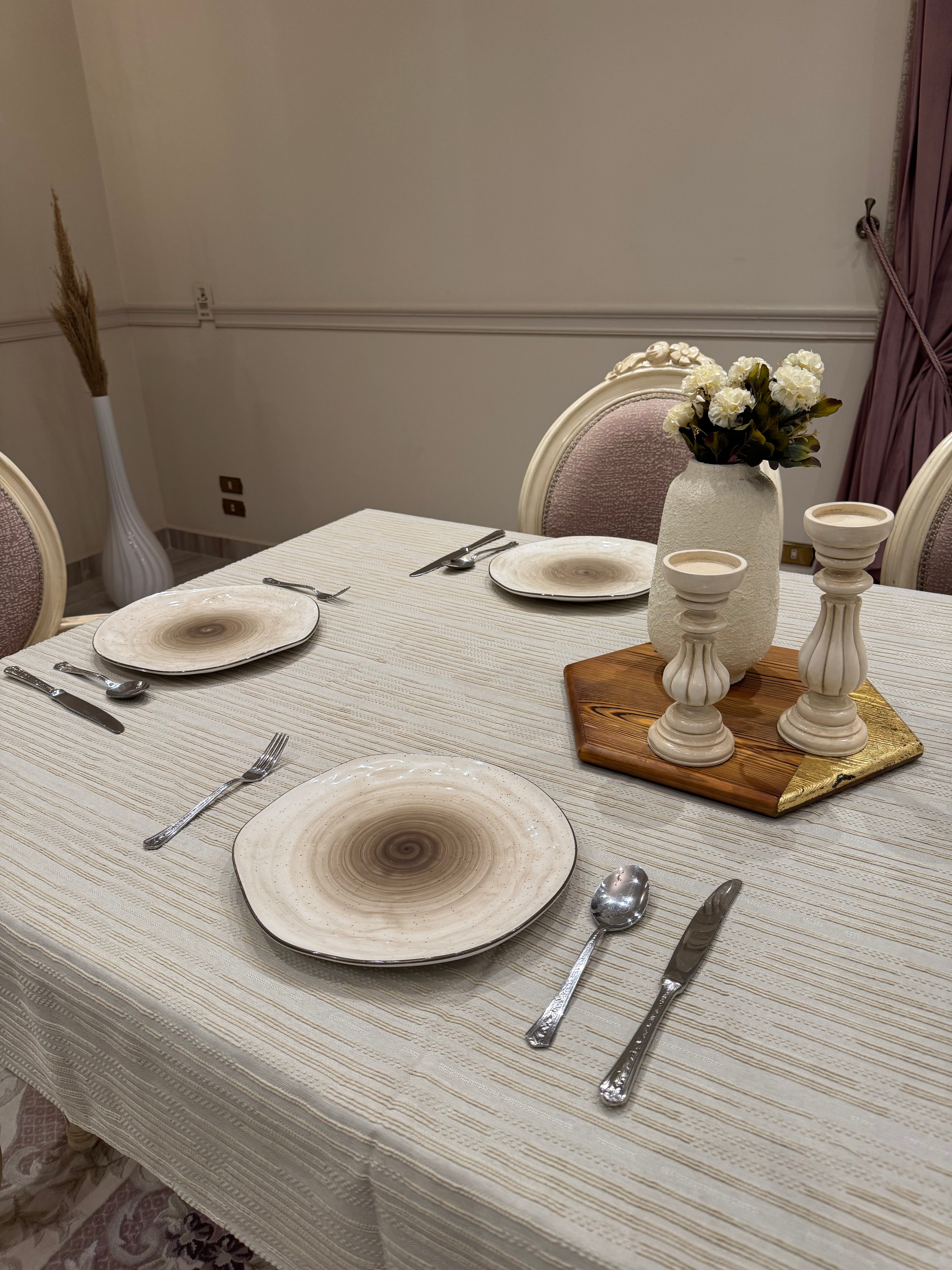 Boho beige table runner