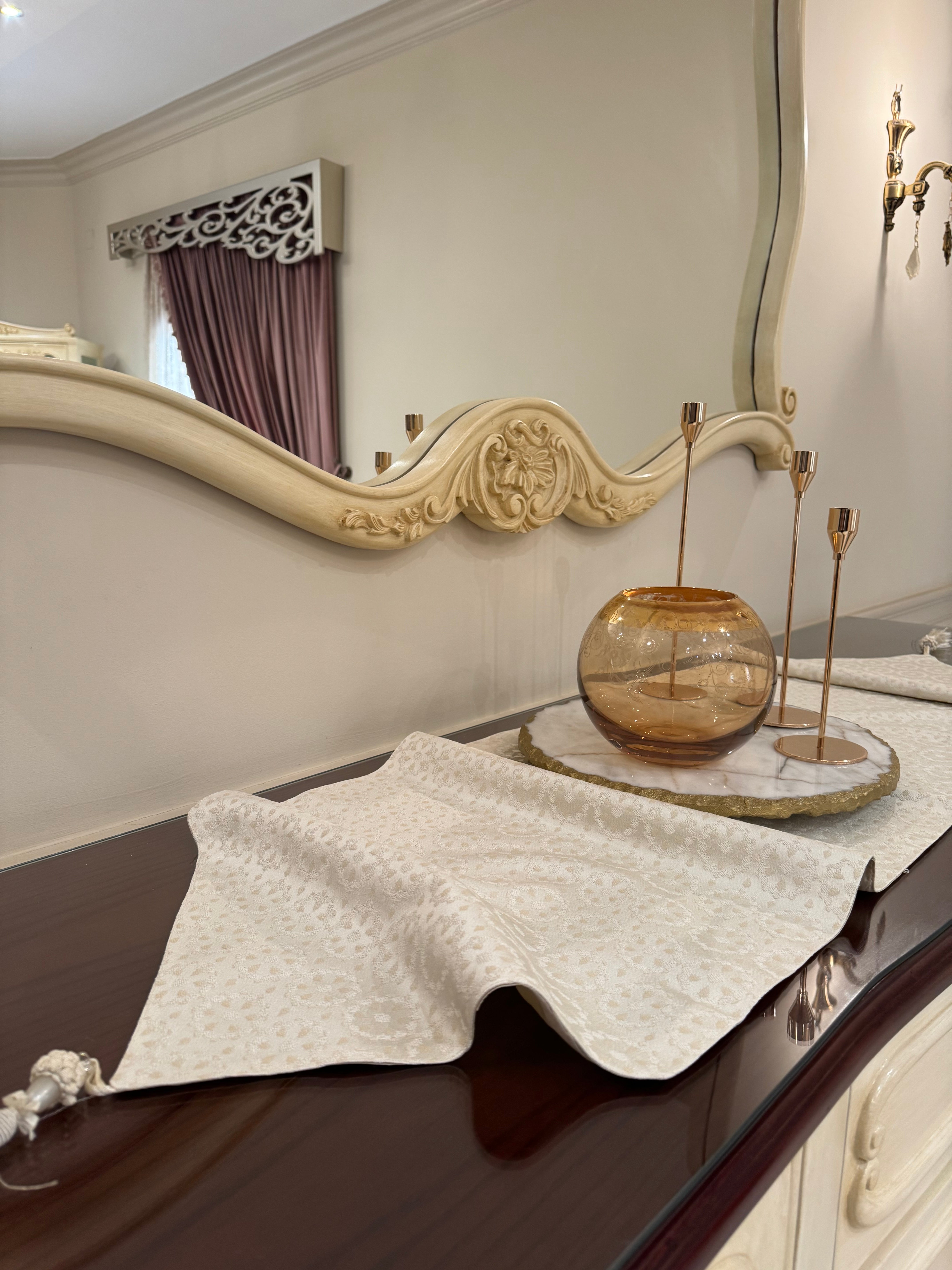 Ivory touch table runner