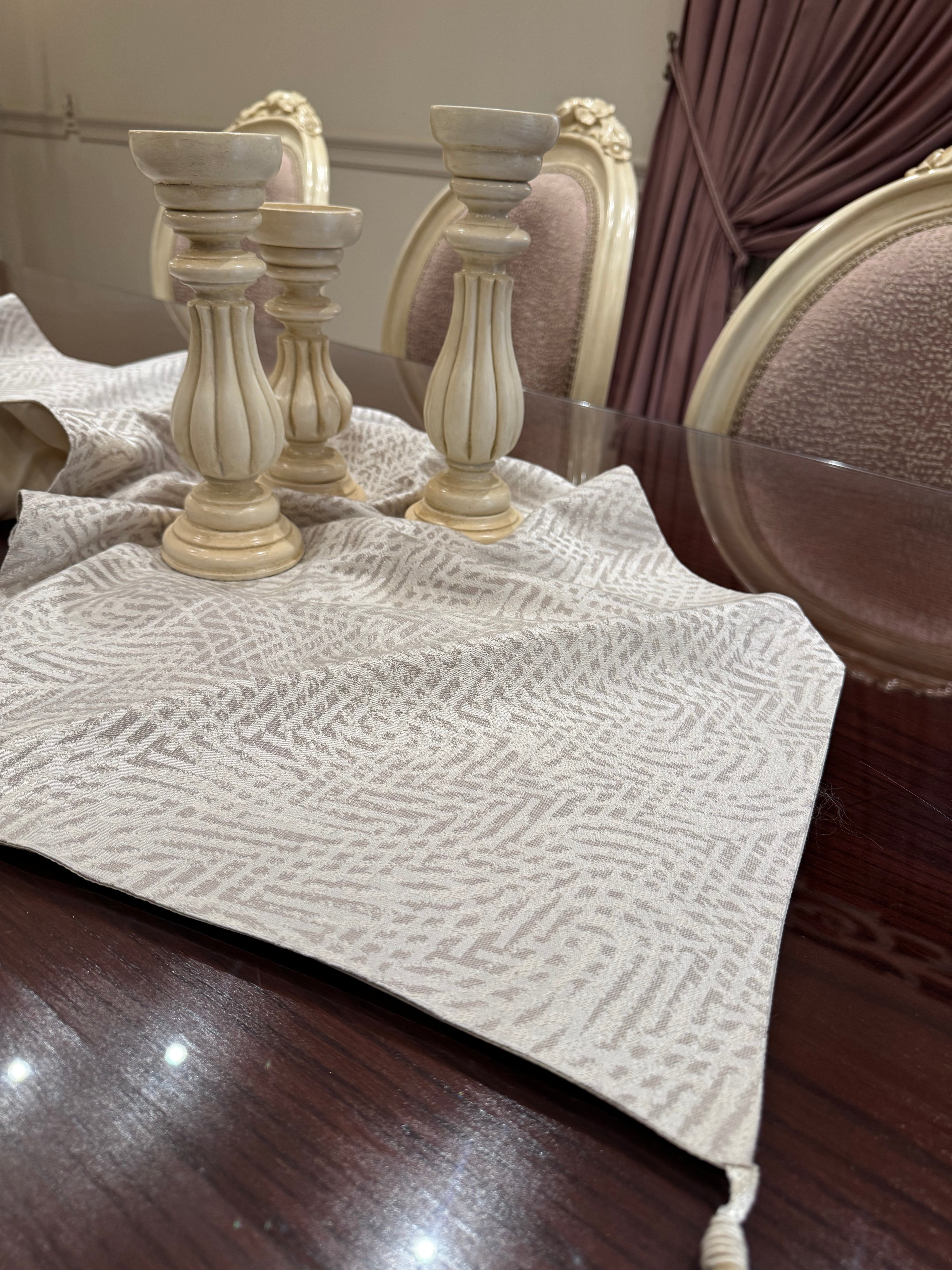 Striped cream table runner