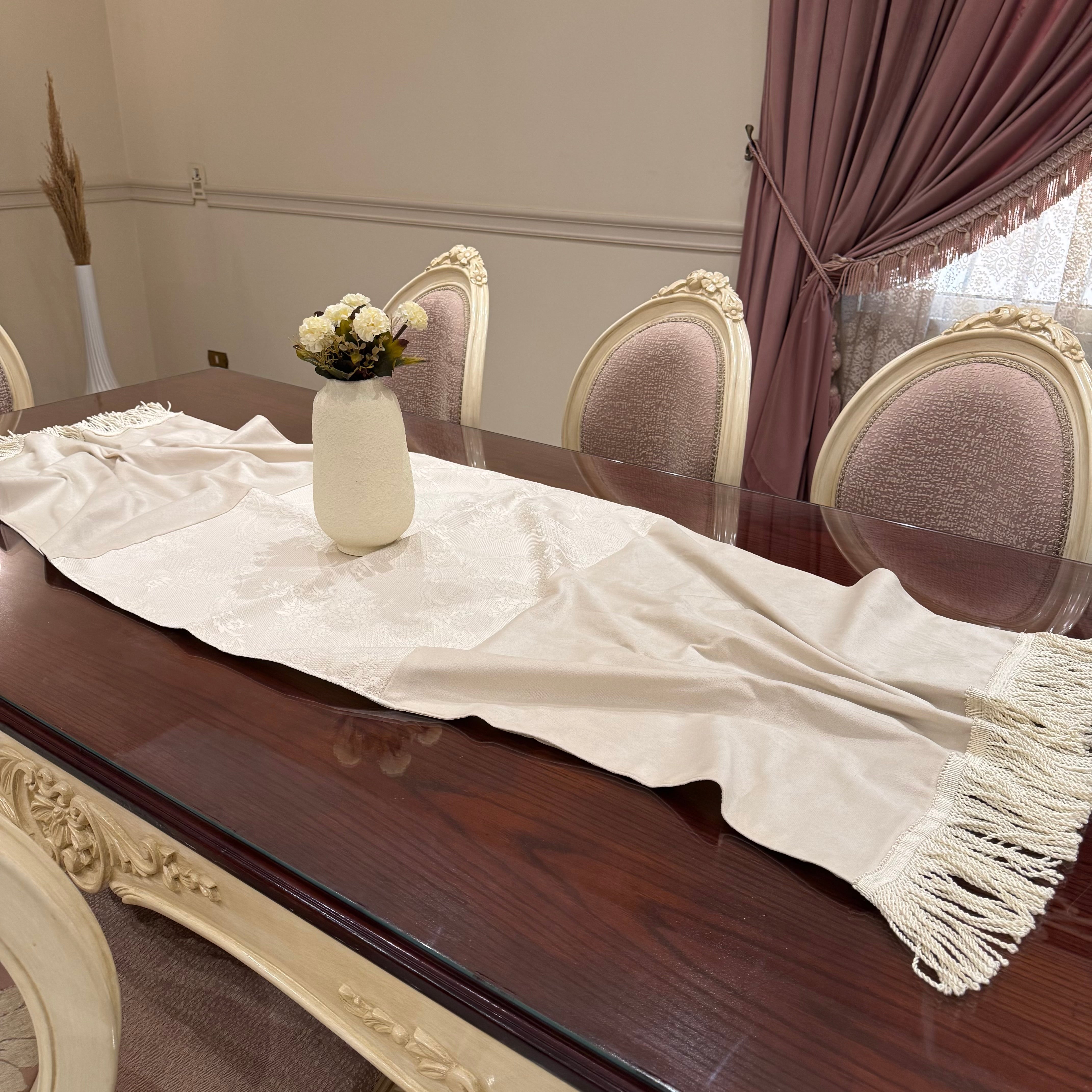 Classic Cream velvet table runner