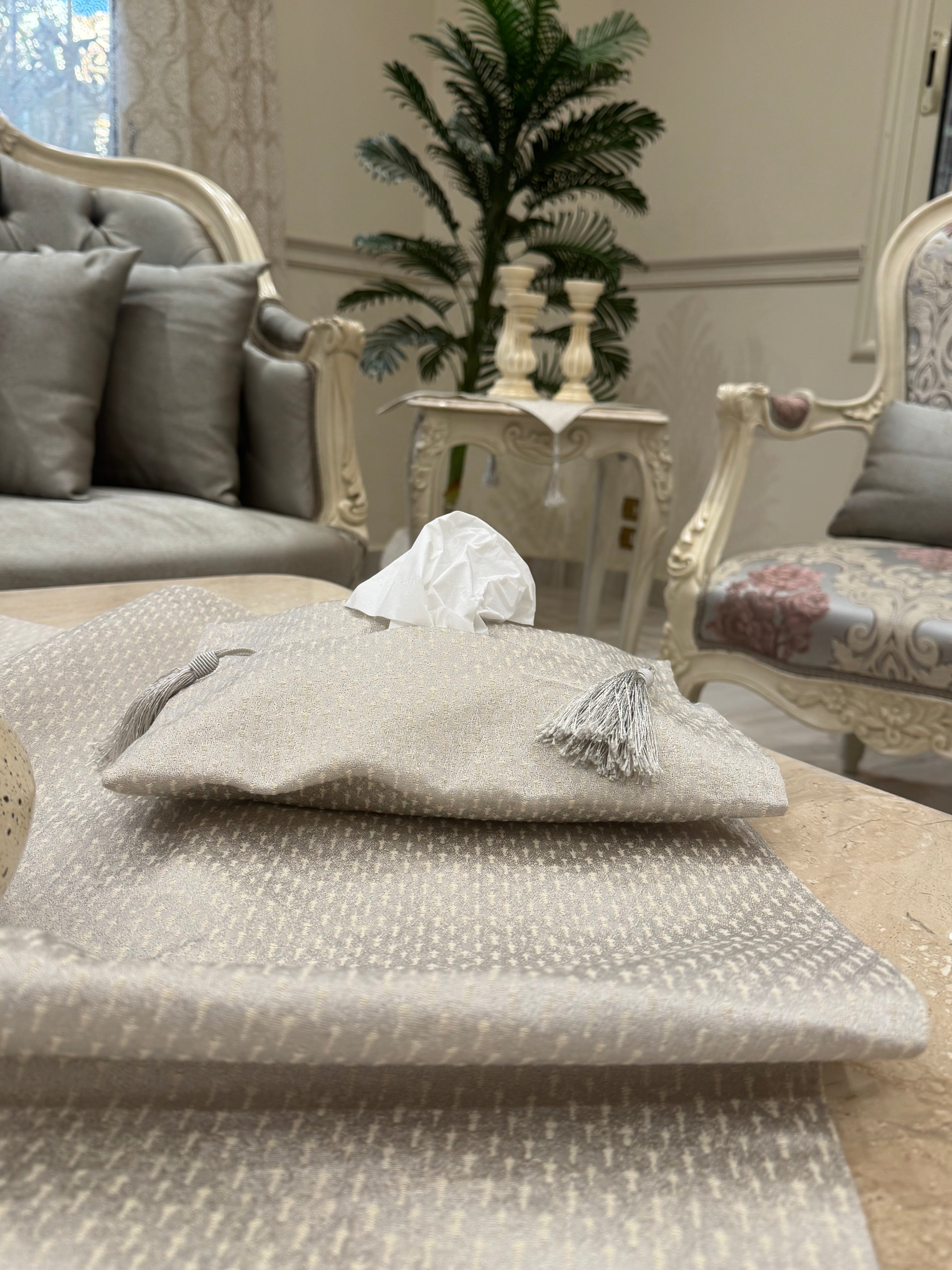 Silver*beige table runner