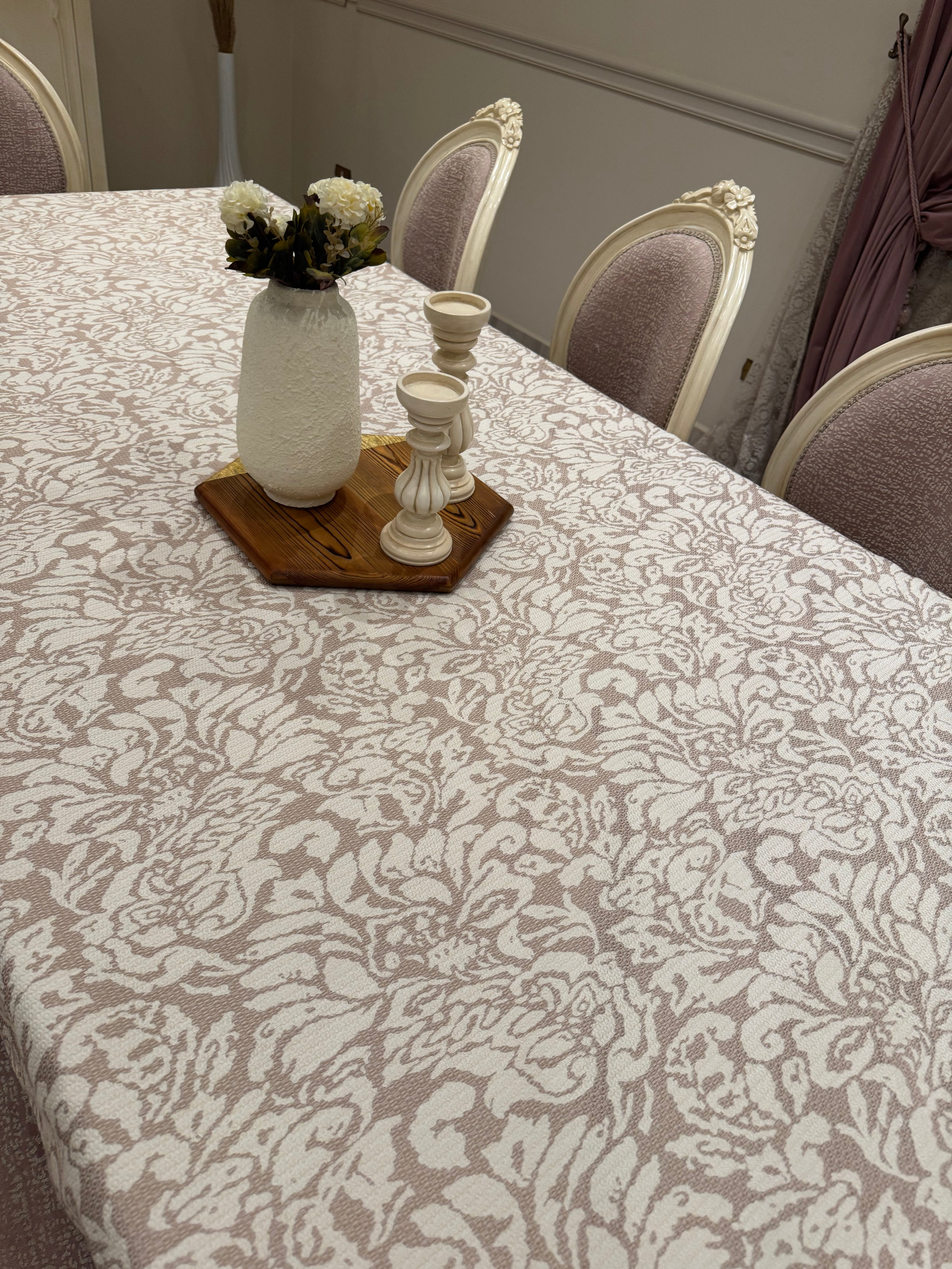 Wooded beige*cafe table cloth