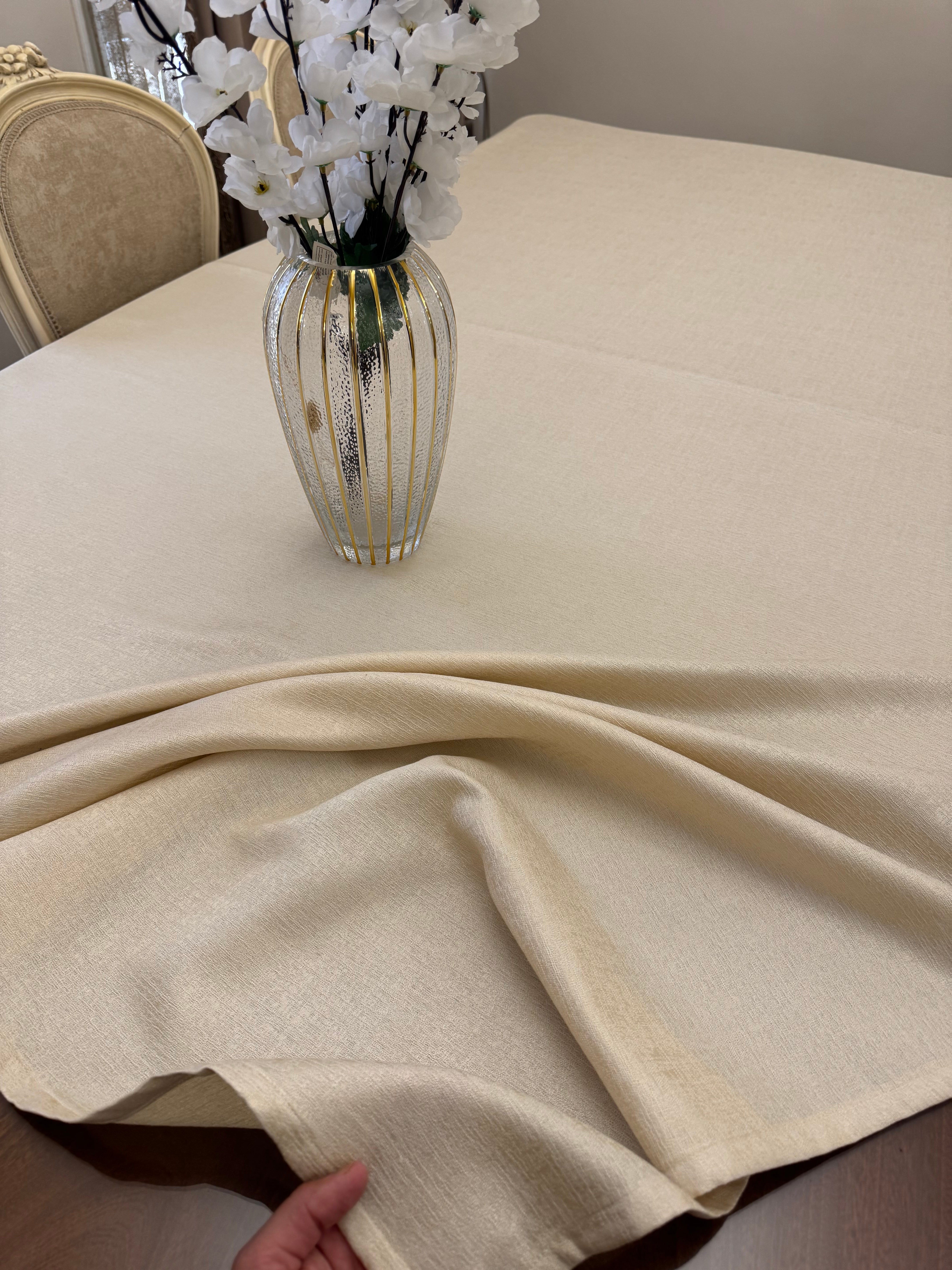 Plain cream table cloth