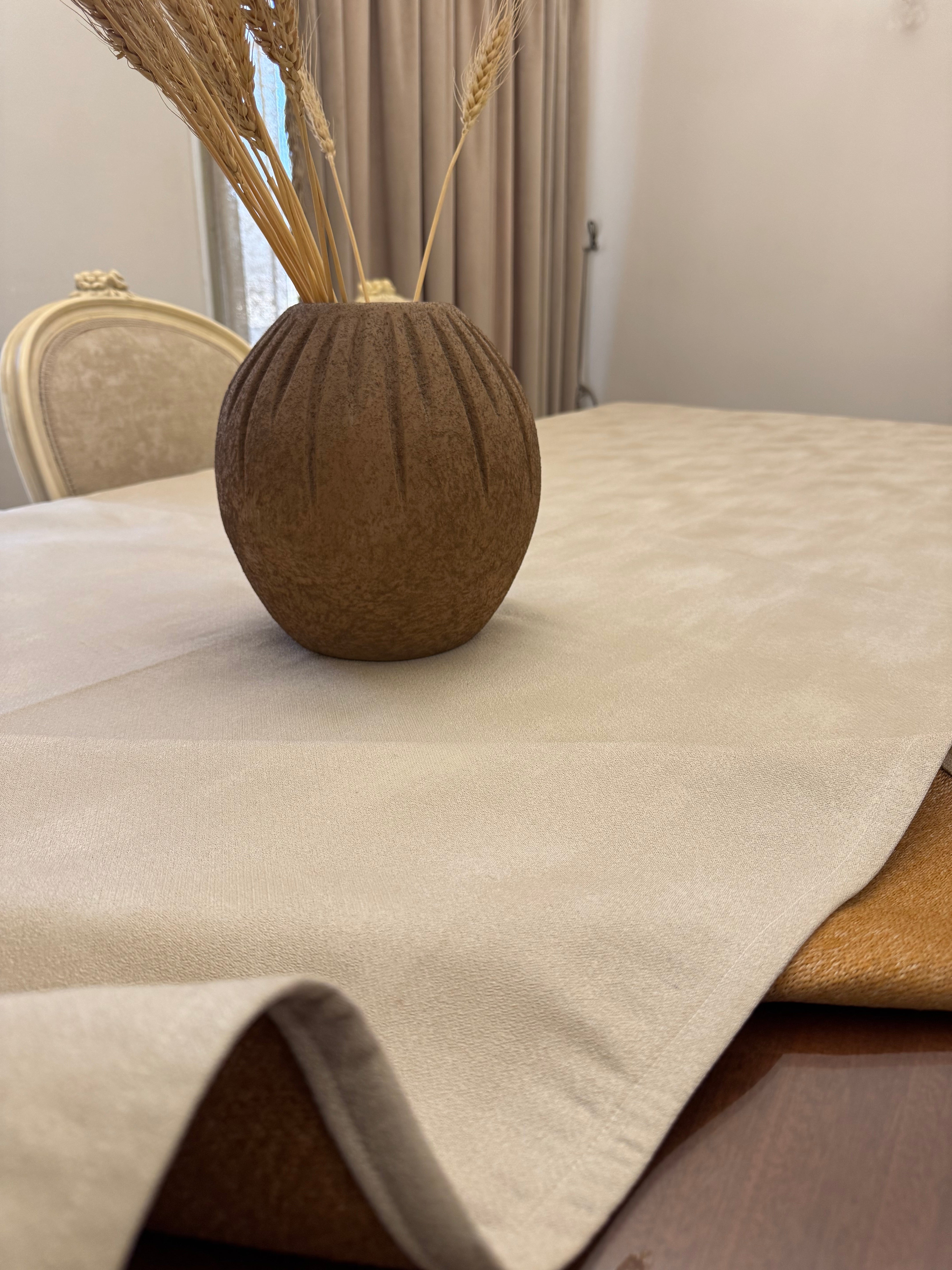 Plain beige table cloth