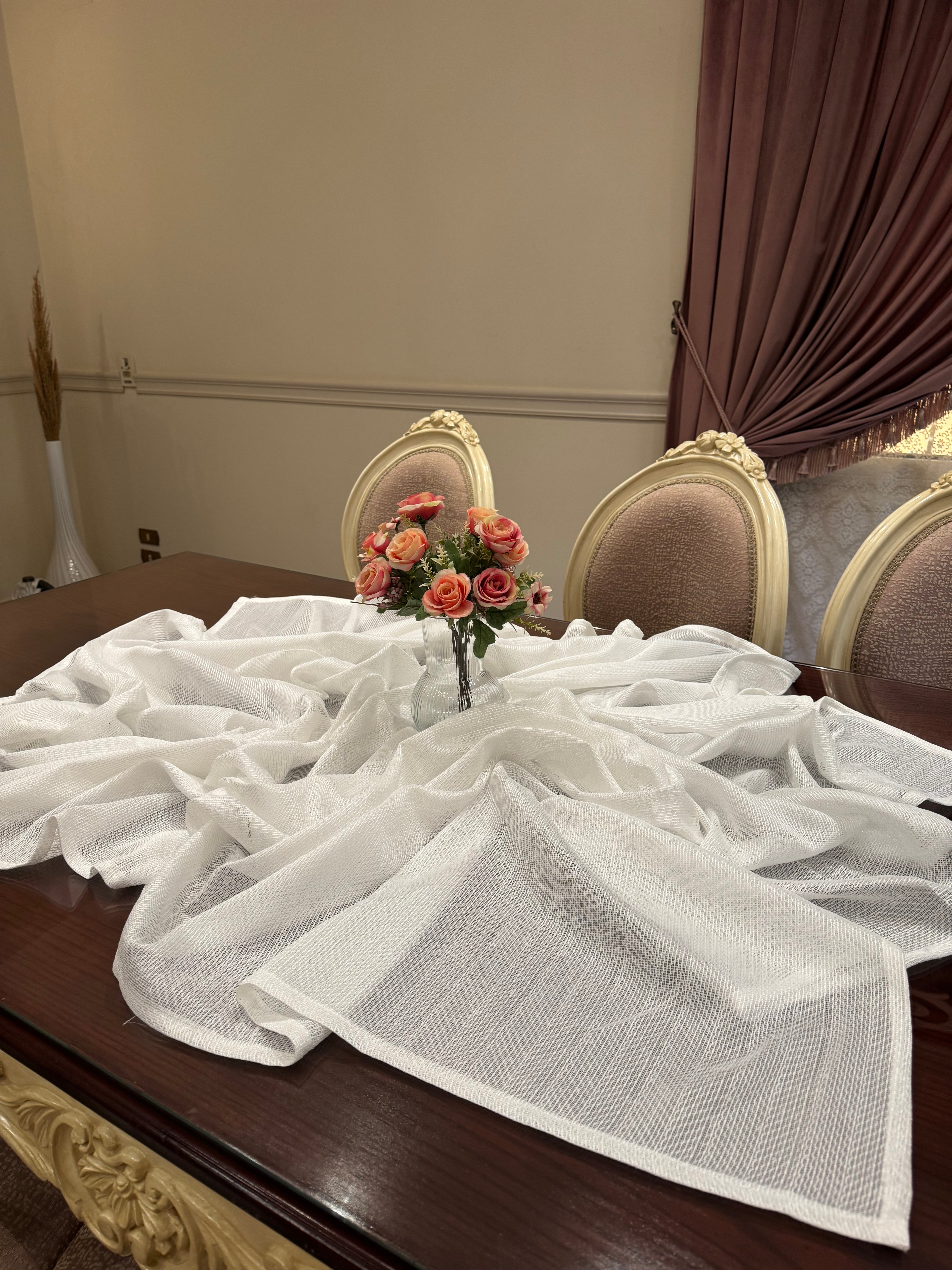 Soft white table cloth