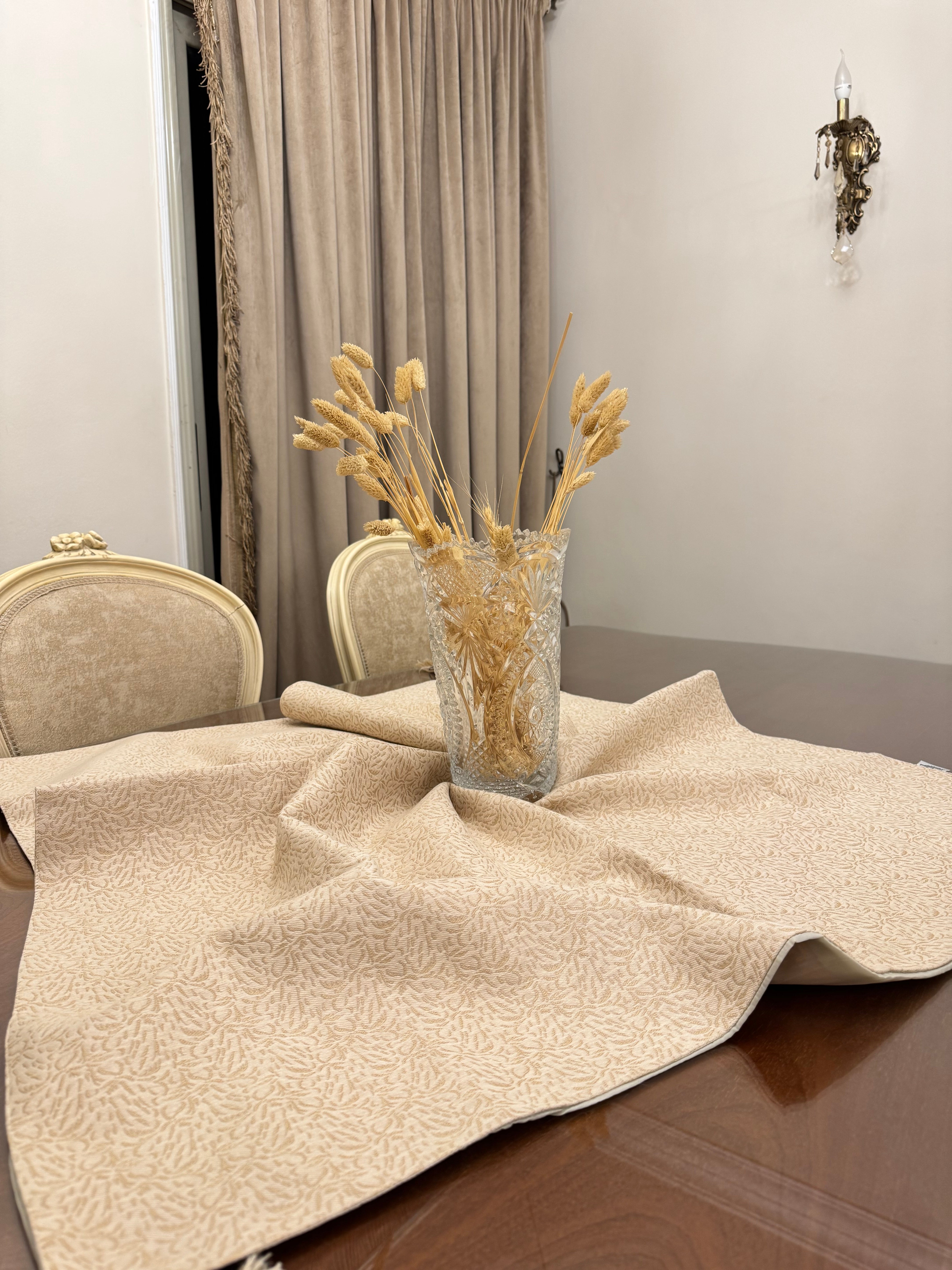 Cream peach square table cloth