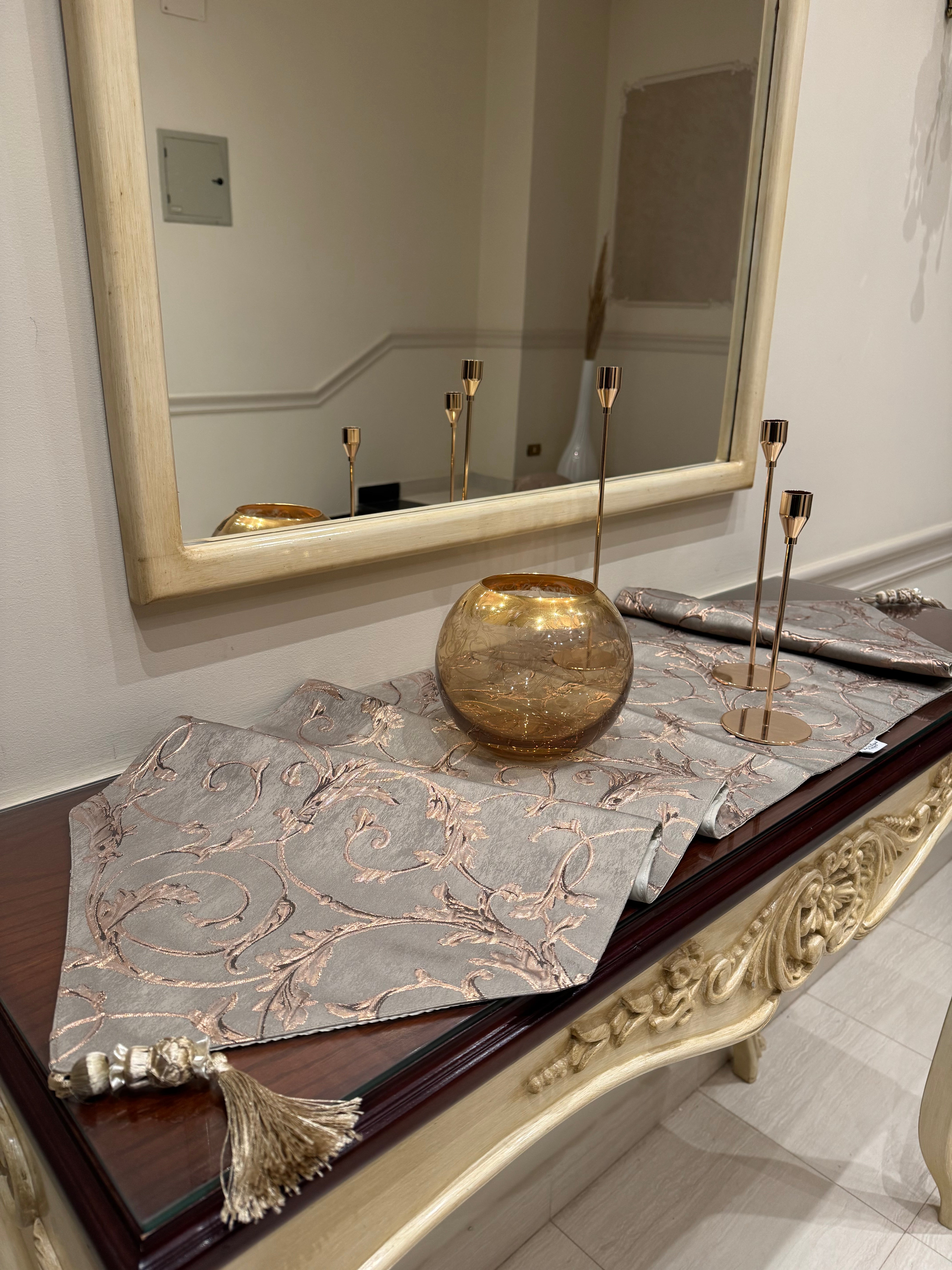 Grey*gold table runner