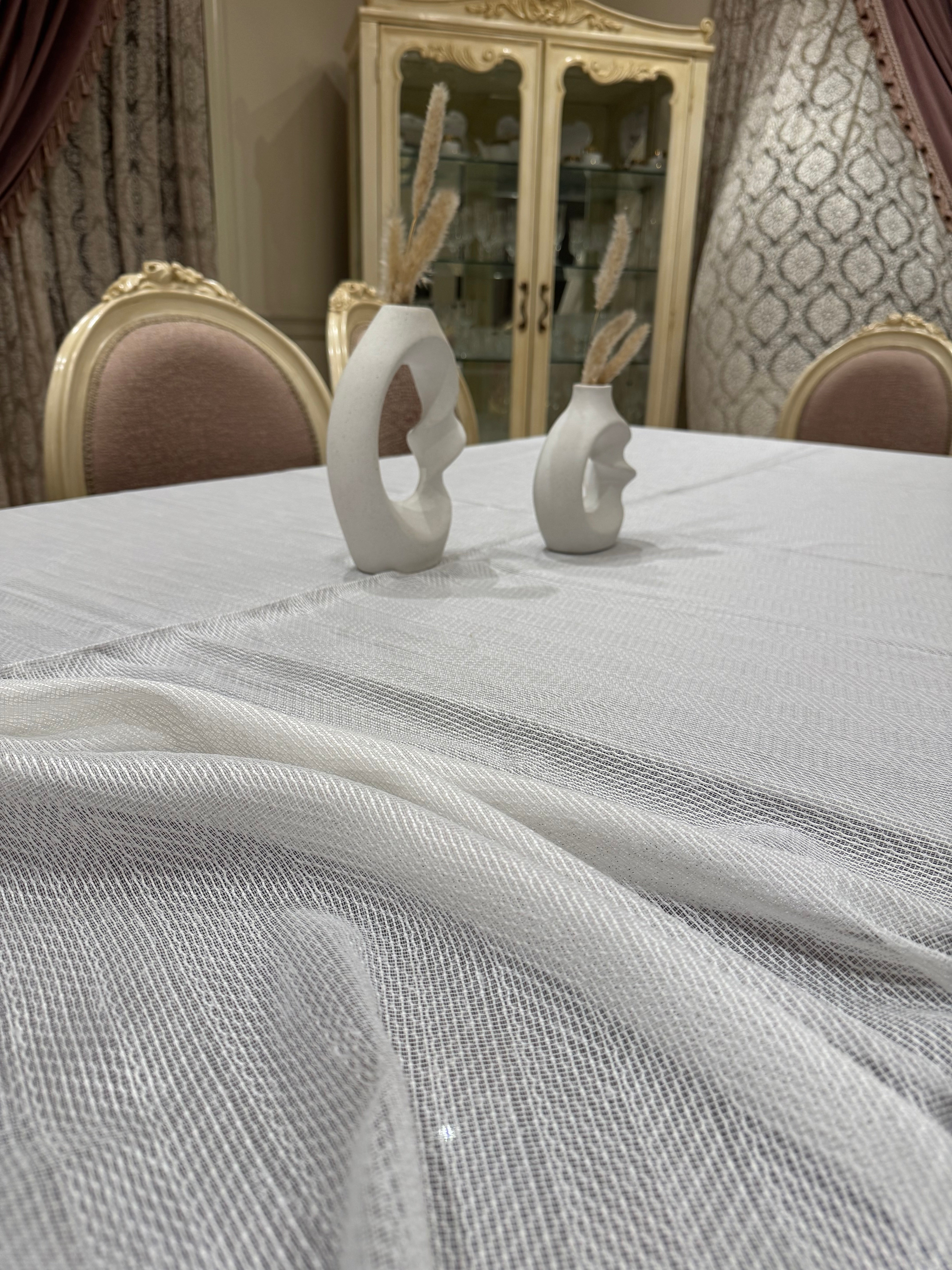 Soft white table cloth