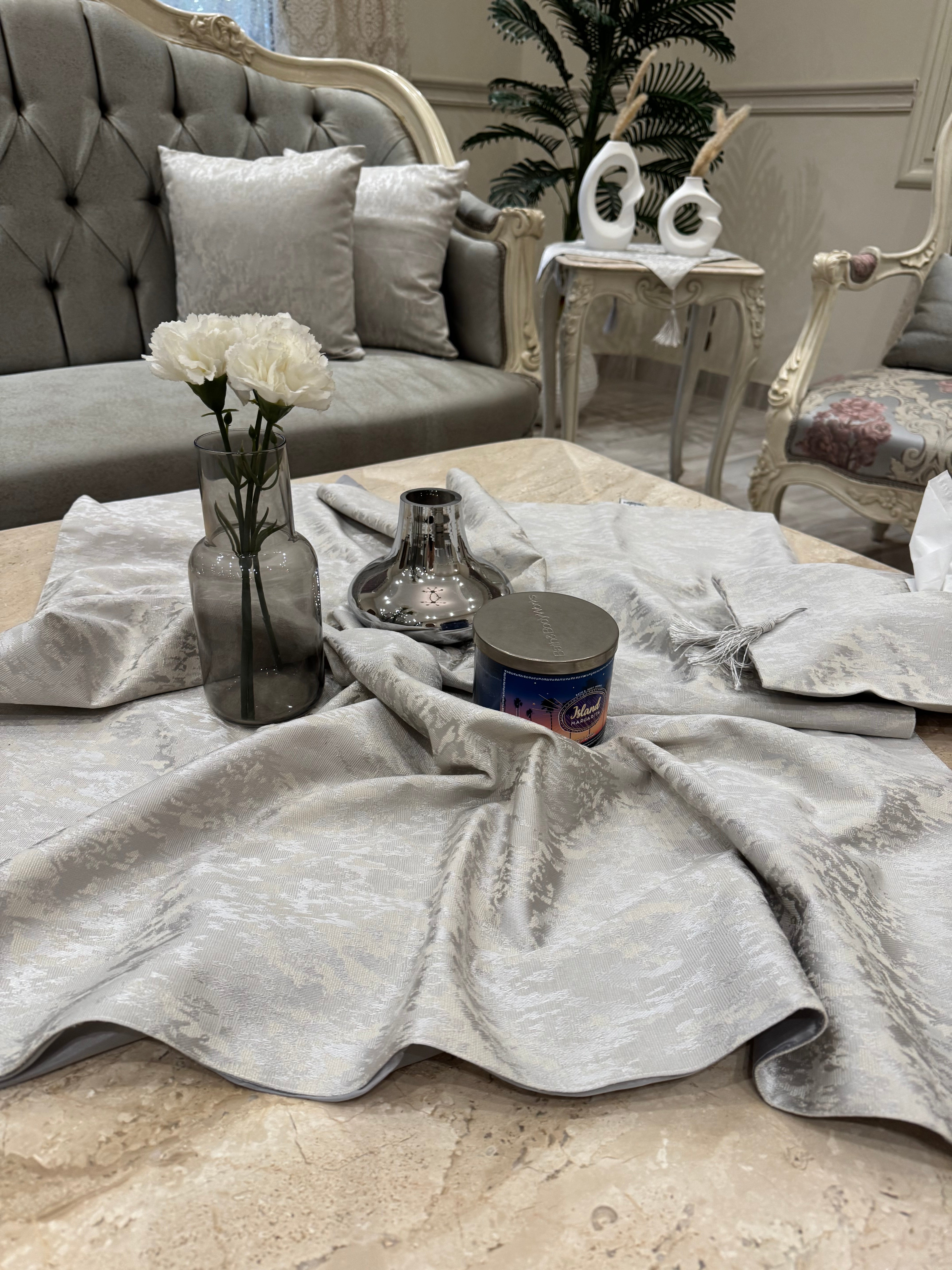 Wooded silver table runner