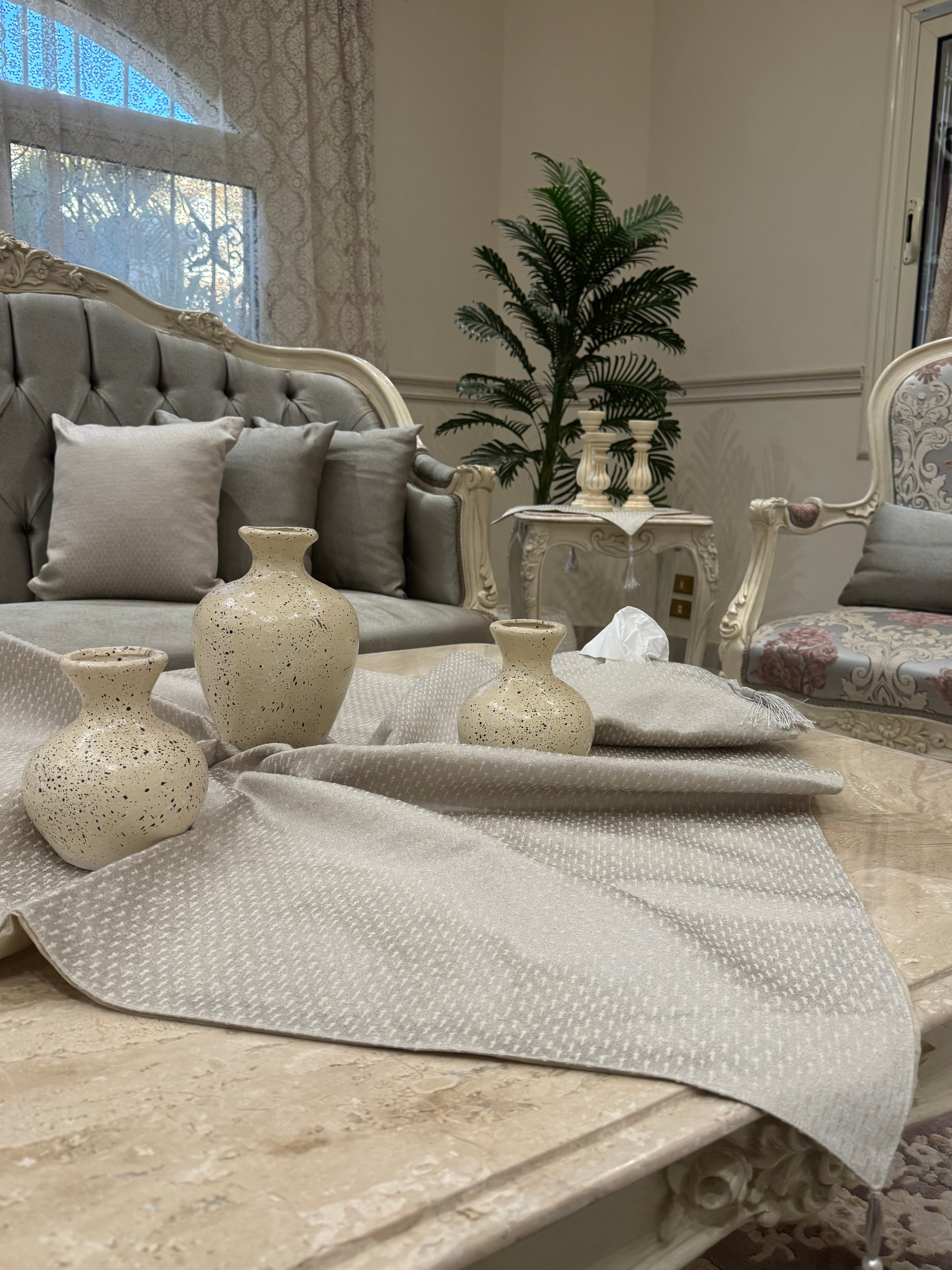 Silver*beige table runner