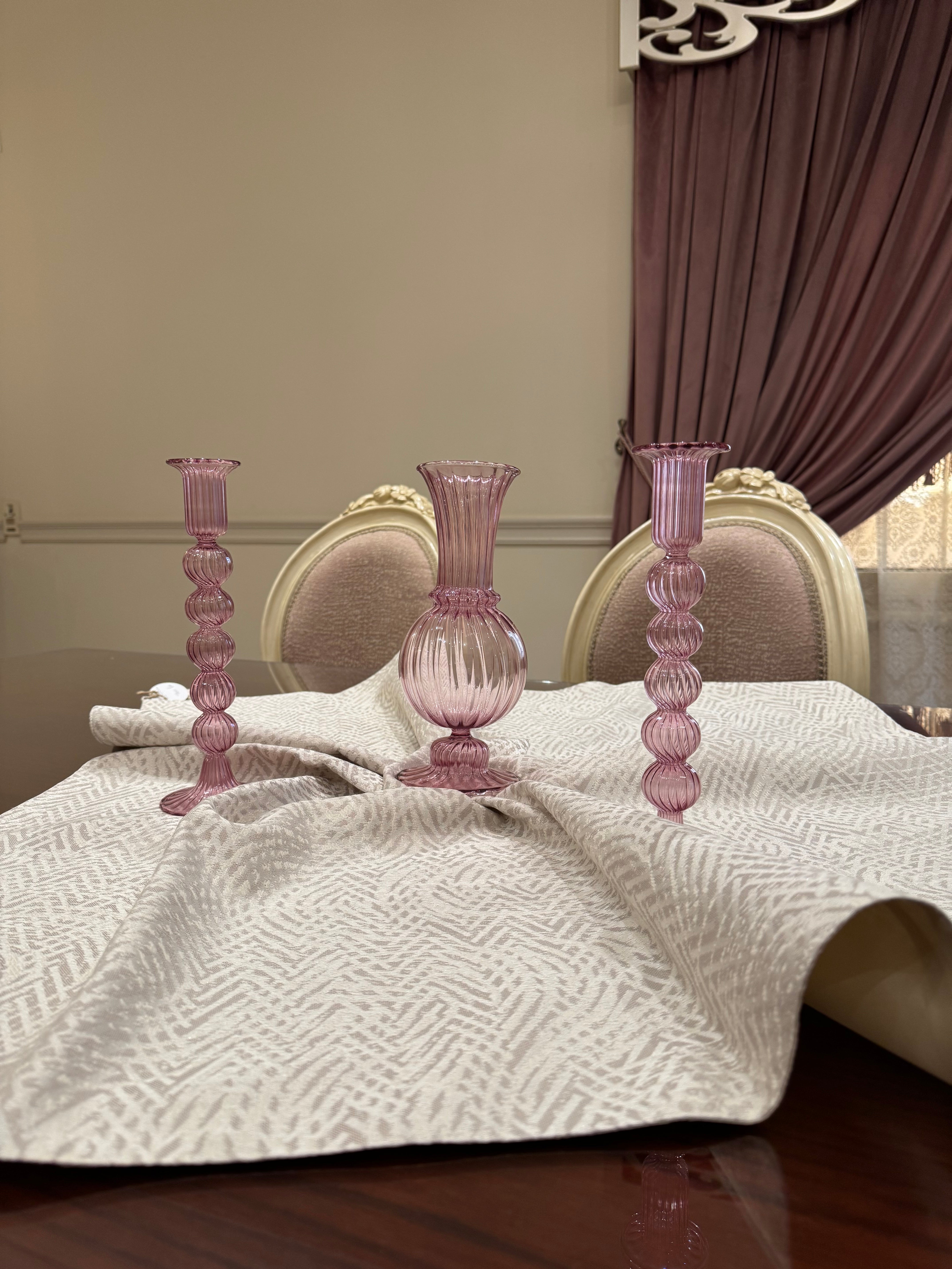 Striped cream square table cloth